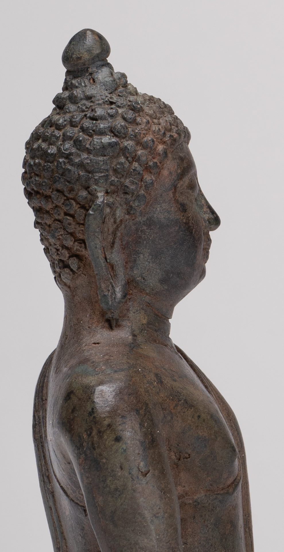 Buddha Statue - Antique Thai Style Bronze Chiang Saen Enlightenment Buddha Statue - 15cm/6"