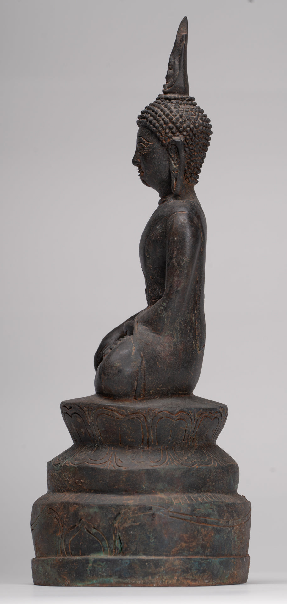 Buddha Statue - Antique Thai Style Chiang Rung Seated Enlightenment Buddha Statue - 32cm/13"