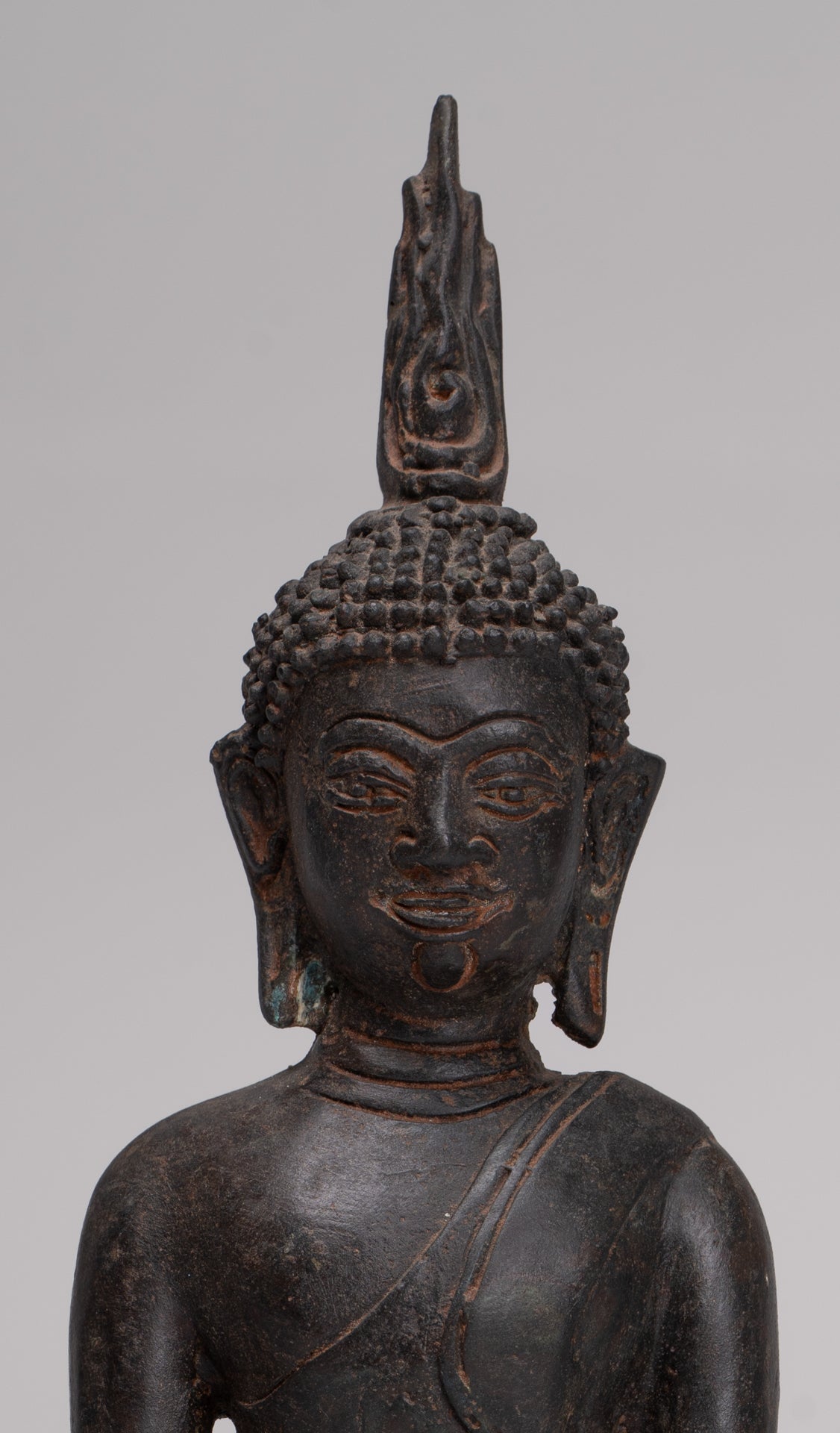 Buddha Statue - Antique Thai Style Chiang Rung Seated Enlightenment Buddha Statue - 32cm/13"