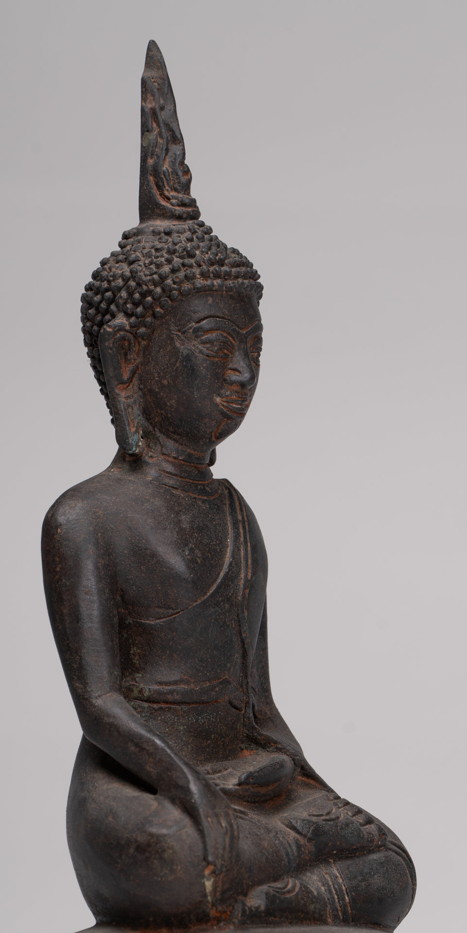 Buddha Statue - Antique Thai Style Chiang Rung Seated Enlightenment Buddha Statue - 32cm/13"