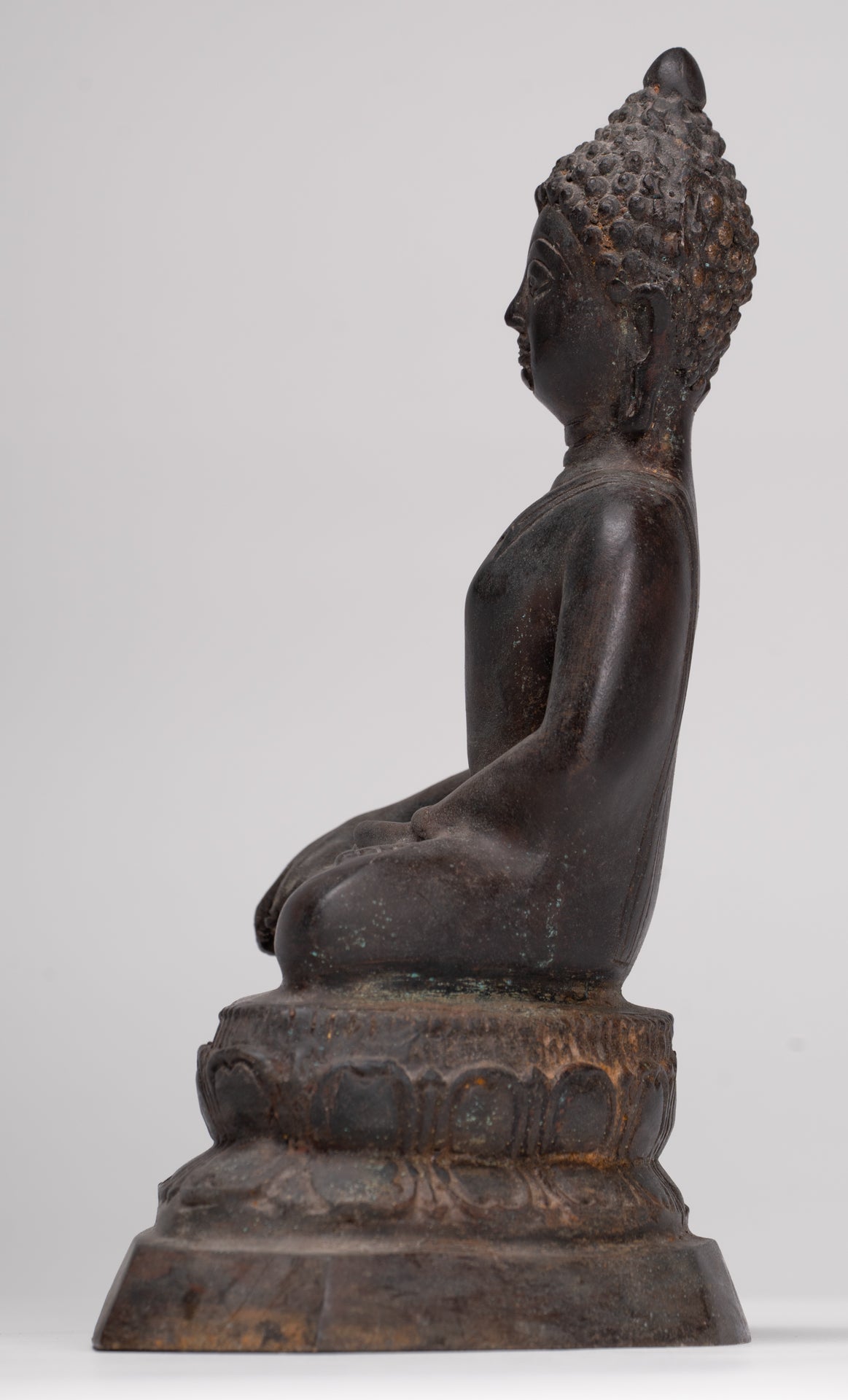 Buddha Statue - Antique Thai Style Bronze Chiang Saen Enlightenment Buddha Statue - 23cm/9"