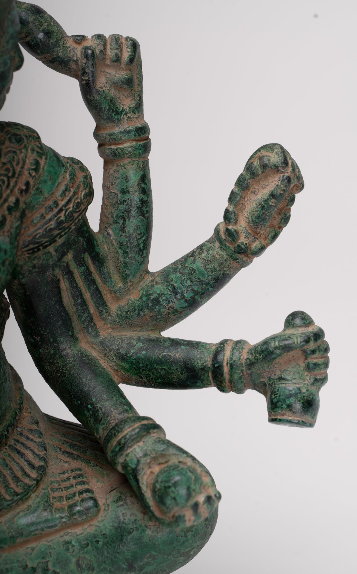 Brahma Statue - Antique Khmer Style Bronze 8 Arm Bayon Brahma - Hindu God Creation - 31cm/12"