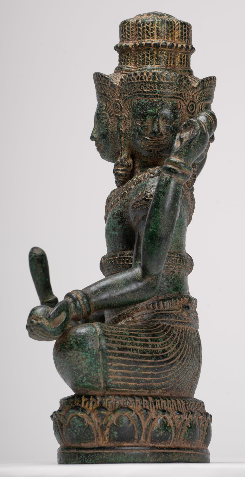 Brahma Statue - Antique Khmer Style Bronze 4 Arm Bayon Brahma - Hindu God Creation - 31cm/12"