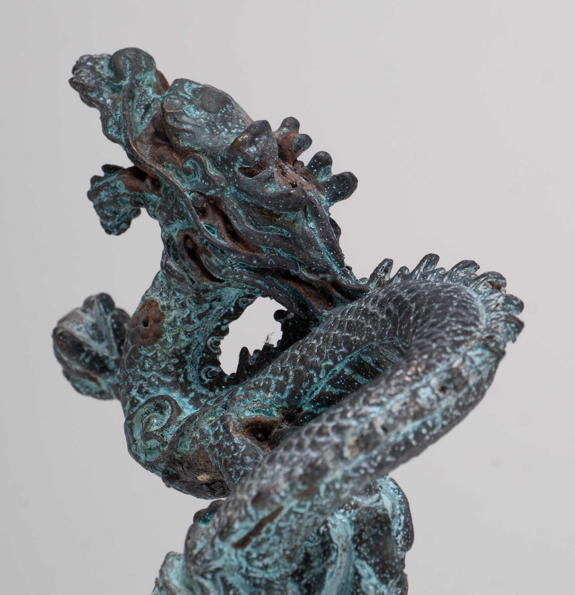 Chinese Dragon - Antique Chinese Style Bronze Dragon Statue - 10cm/4"