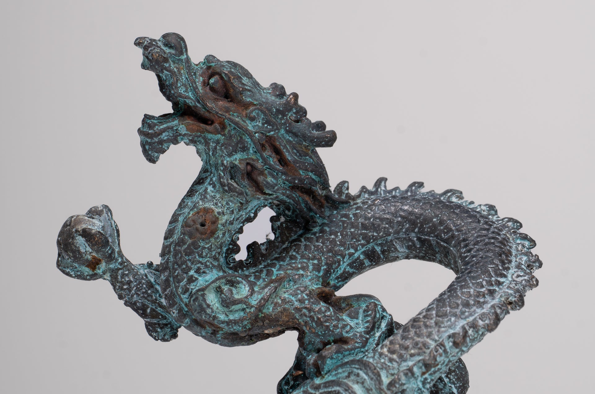 Chinese Dragon - Antique Chinese Style Bronze Dragon Statue - 10cm/4"