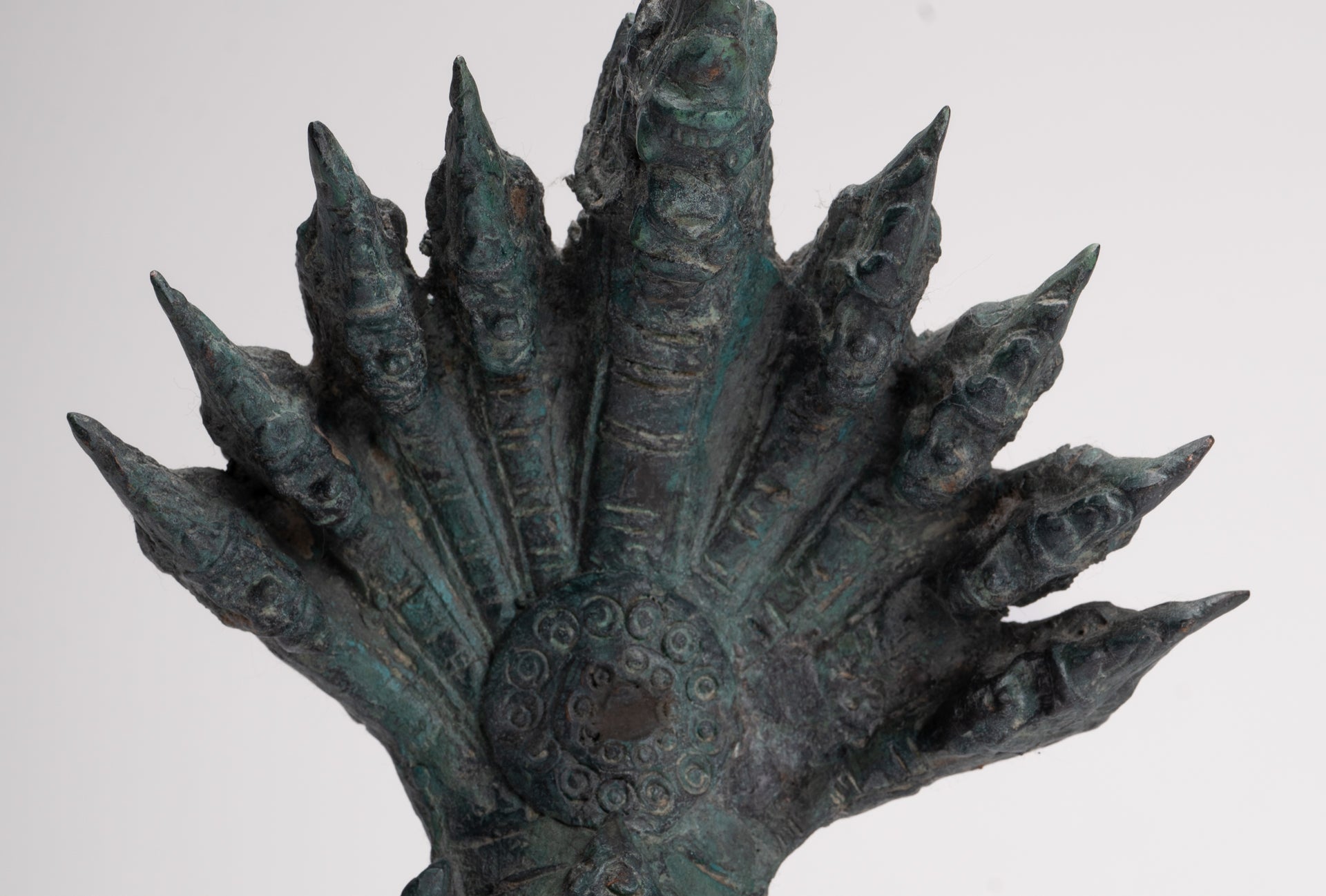 Antique Thai Style Bronze Nine Head Protective Naga, Snake or Serpent Statue - 28cm/11"