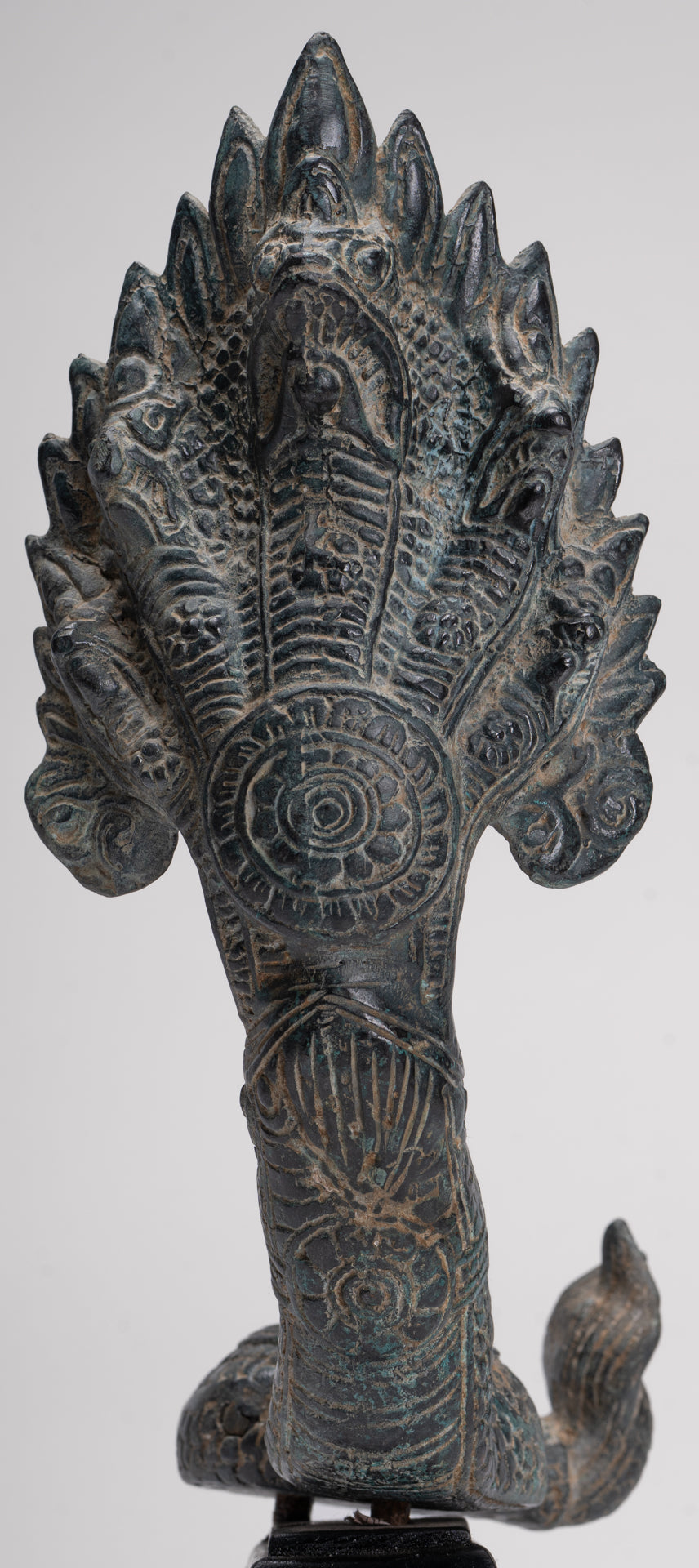 Naga Statue - Antique Khmer Style Bronze Protective Naga, Snake or Serpent Statue - 32cm/13"