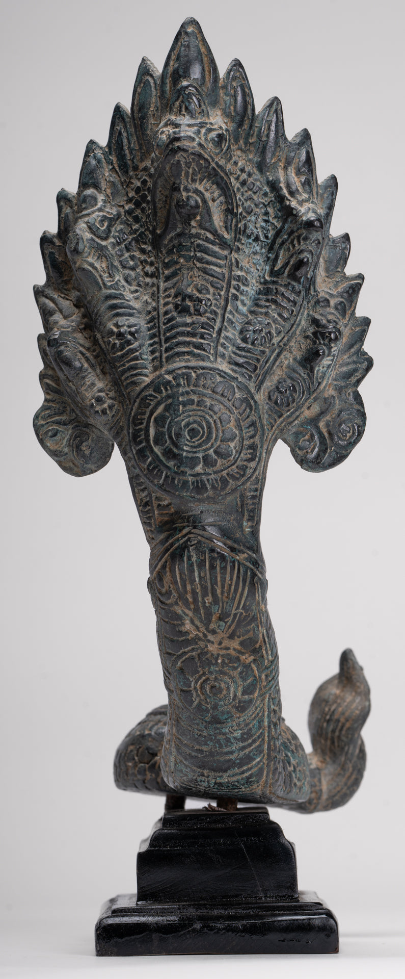 Naga Statue - Antique Khmer Style Bronze Protective Naga, Snake or Serpent Statue - 32cm/13"