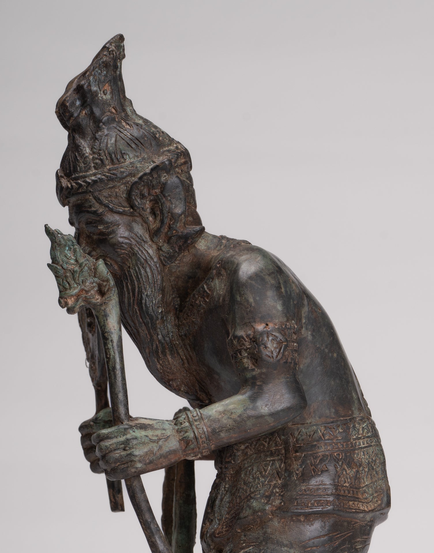 Rishi Statue - Antique Thai Style Seated Bronze Rishi or Wise Man - 36cm/14"