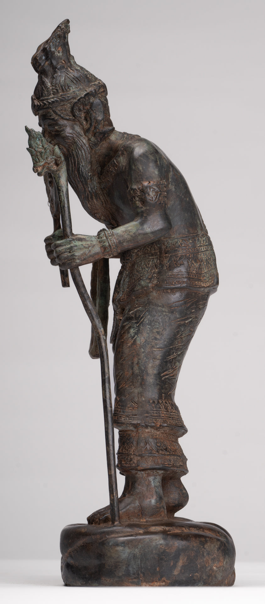 Rishi Statue - Antique Thai Style Seated Bronze Rishi or Wise Man - 36cm/14"