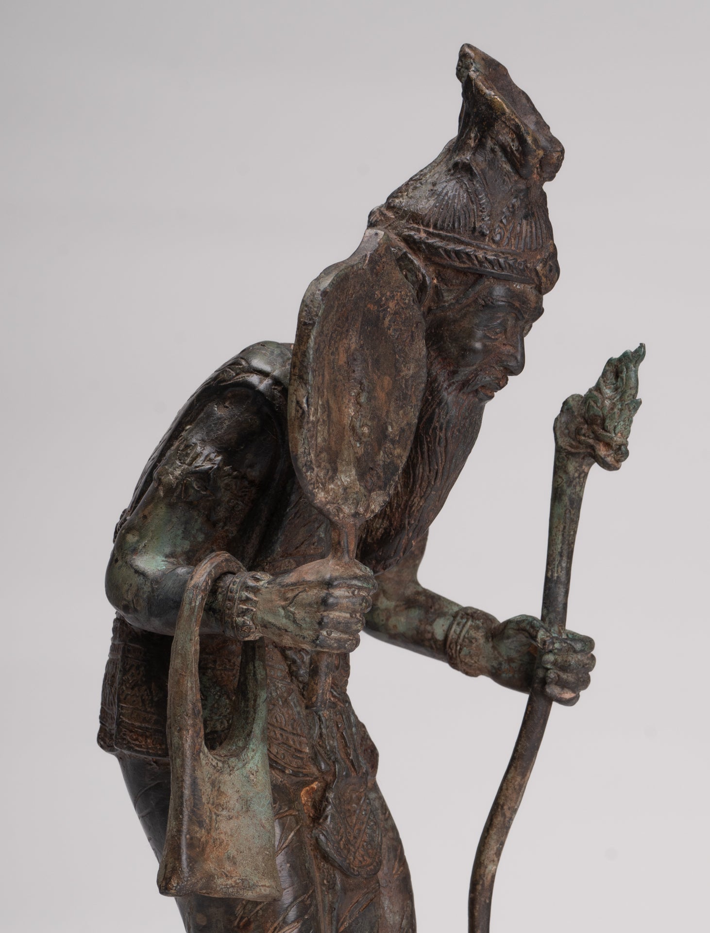 Rishi Statue - Antique Thai Style Seated Bronze Rishi or Wise Man - 36cm/14"