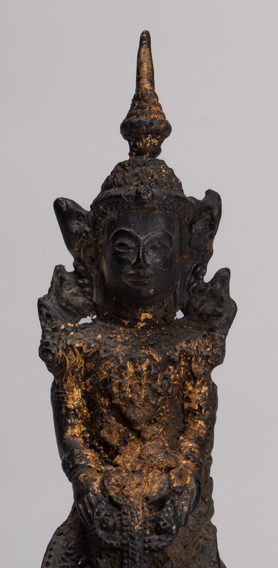 Buddha Statue - Seated Antique Thai Style Bronze Wednesday Evening Buddha - 16cm/6"