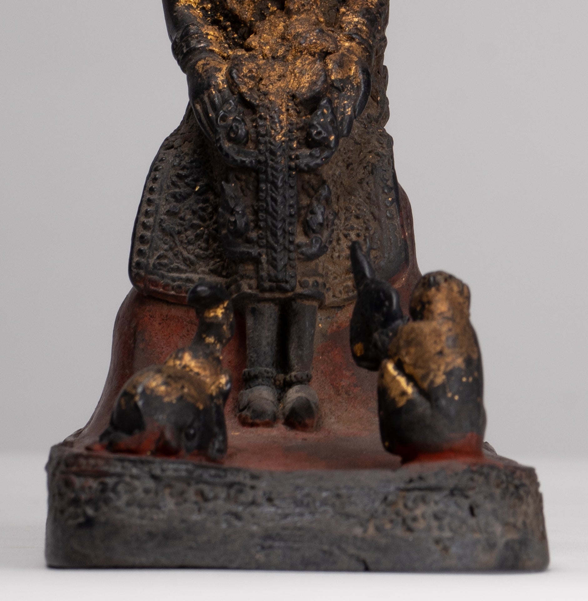 Buddha Statue - Seated Antique Thai Style Bronze Wednesday Evening Buddha - 16cm/6"