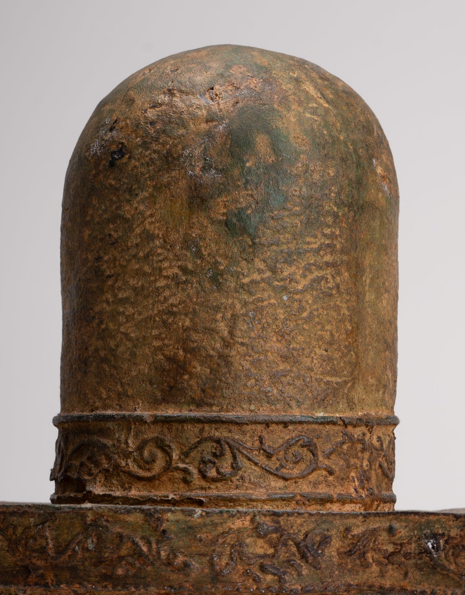 Linga - Antique Indian Style South Asia Bronze Shiva Linga / Lingnum & Yoni - 26cm/10"