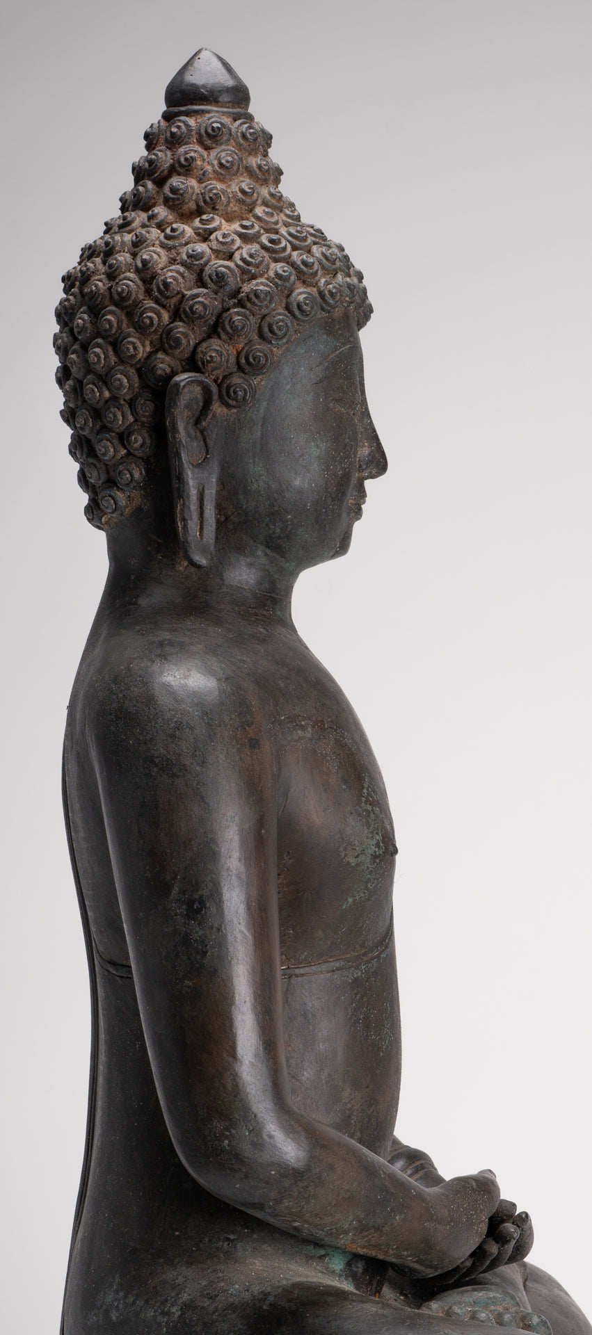 Large Buddha Statue - Antique Thai Style Bronze Chiang Saen Meditation Buddha Statue - 81cm/32"