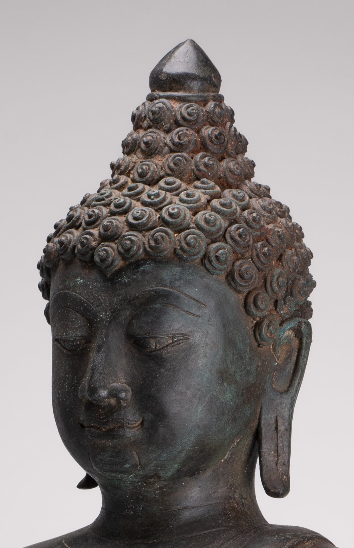 Large Buddha Statue - Antique Thai Style Bronze Chiang Saen Meditation Buddha Statue - 81cm/32"