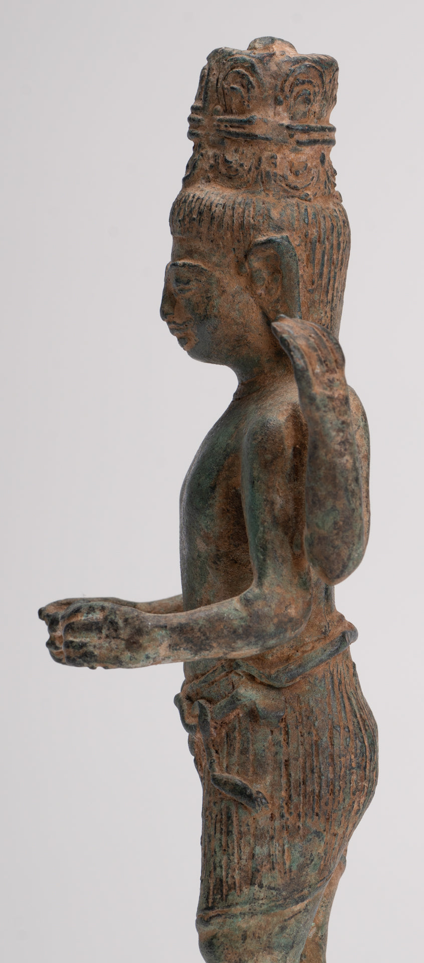 Vishnu Statue - Antique Phnom Da Style Khmer Standing Bronze Vishnu - 20.5cm/8"