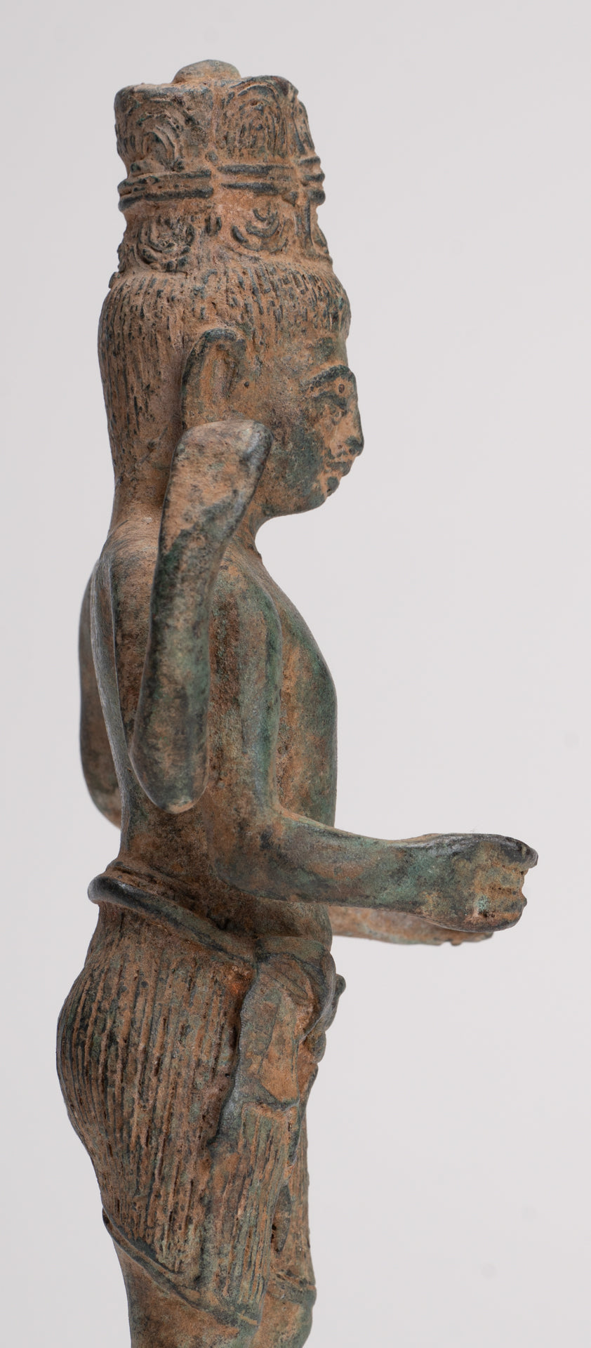 Vishnu Statue - Antique Phnom Da Style Khmer Standing Bronze Vishnu - 20.5cm/8"