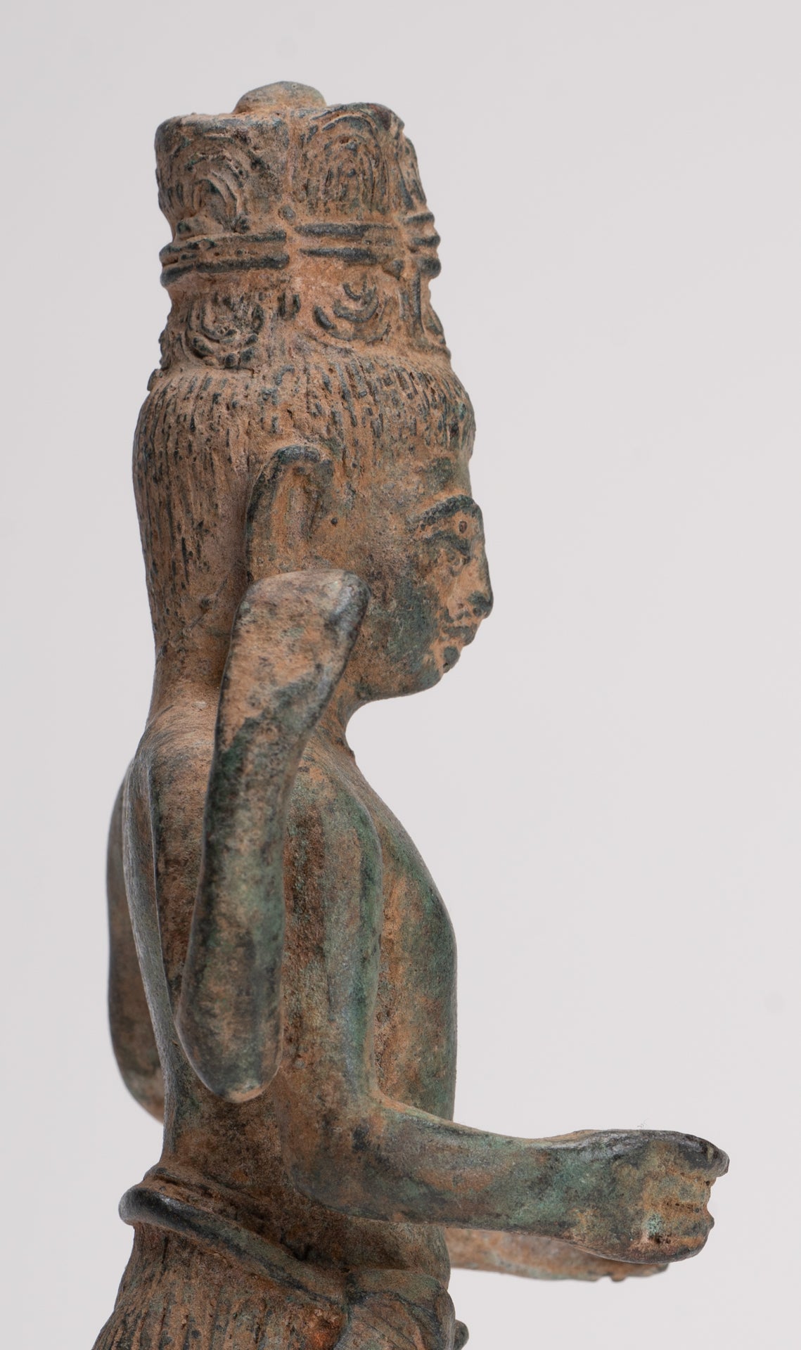 Vishnu Statue - Antique Phnom Da Style Khmer Standing Bronze Vishnu - 20.5cm/8"