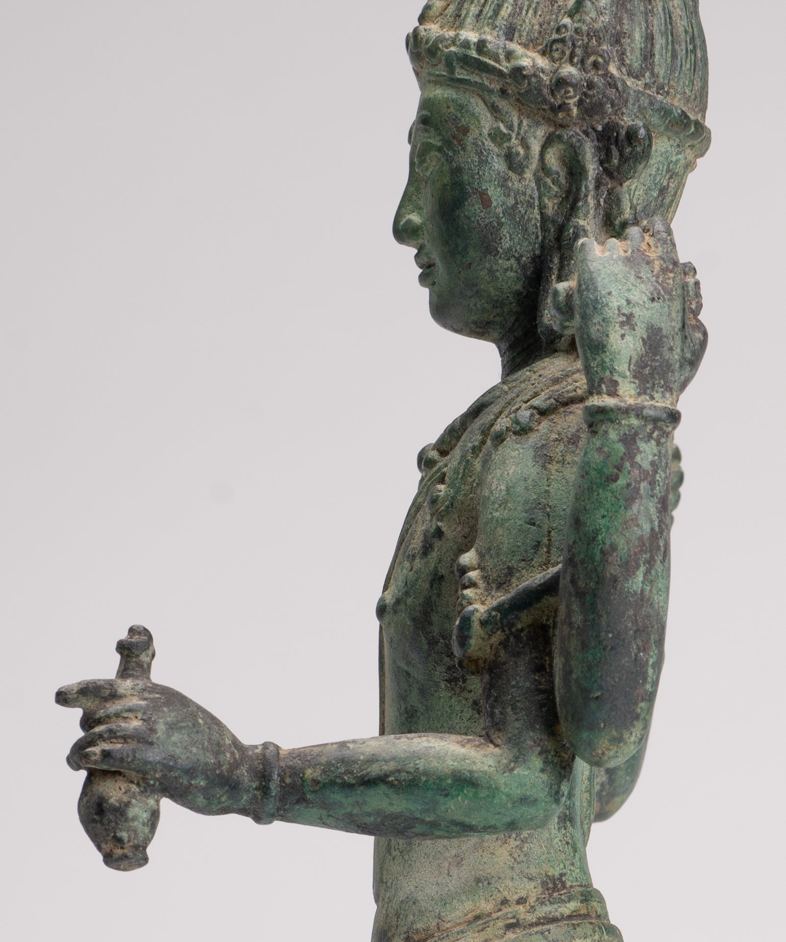 Lokeshvara - Antique Khmer Style Standing Bronze Lokeshvara Statue - 35cm/14"