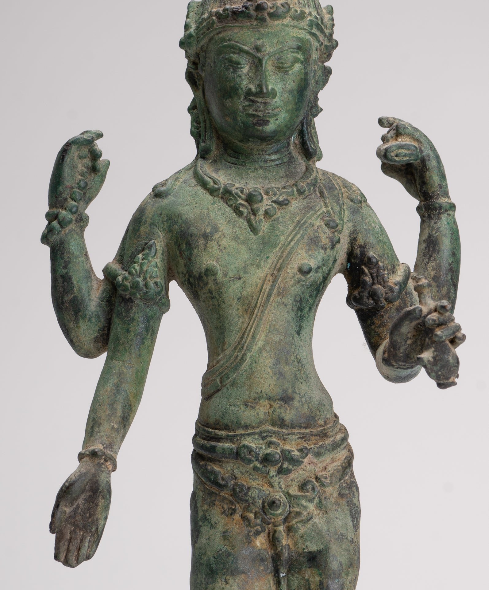 Lokeshvara - Antique Khmer Style Standing Bronze Lokeshvara Statue - 35cm/14"