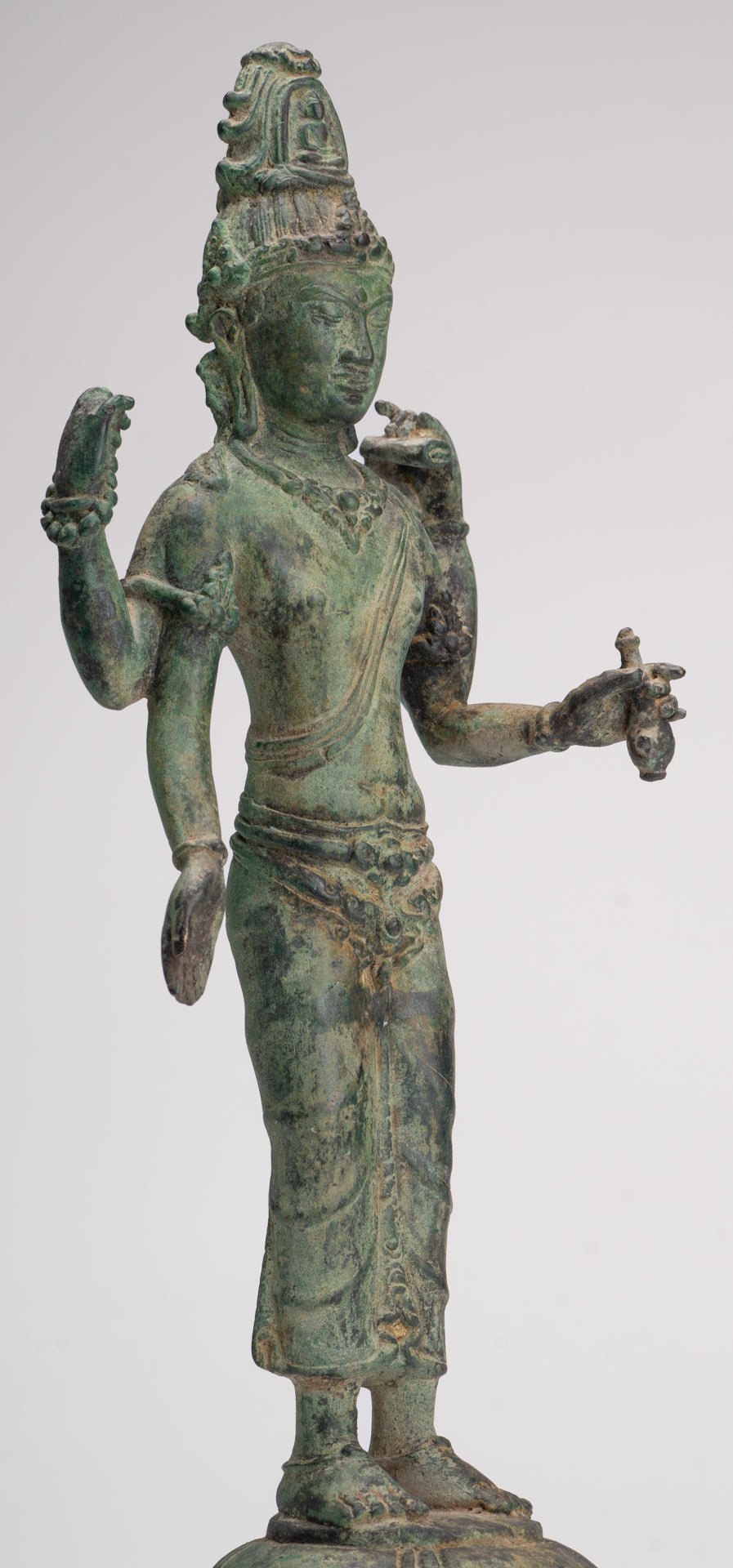 Lokeshvara - Antique Khmer Style Standing Bronze Lokeshvara Statue - 35cm/14"