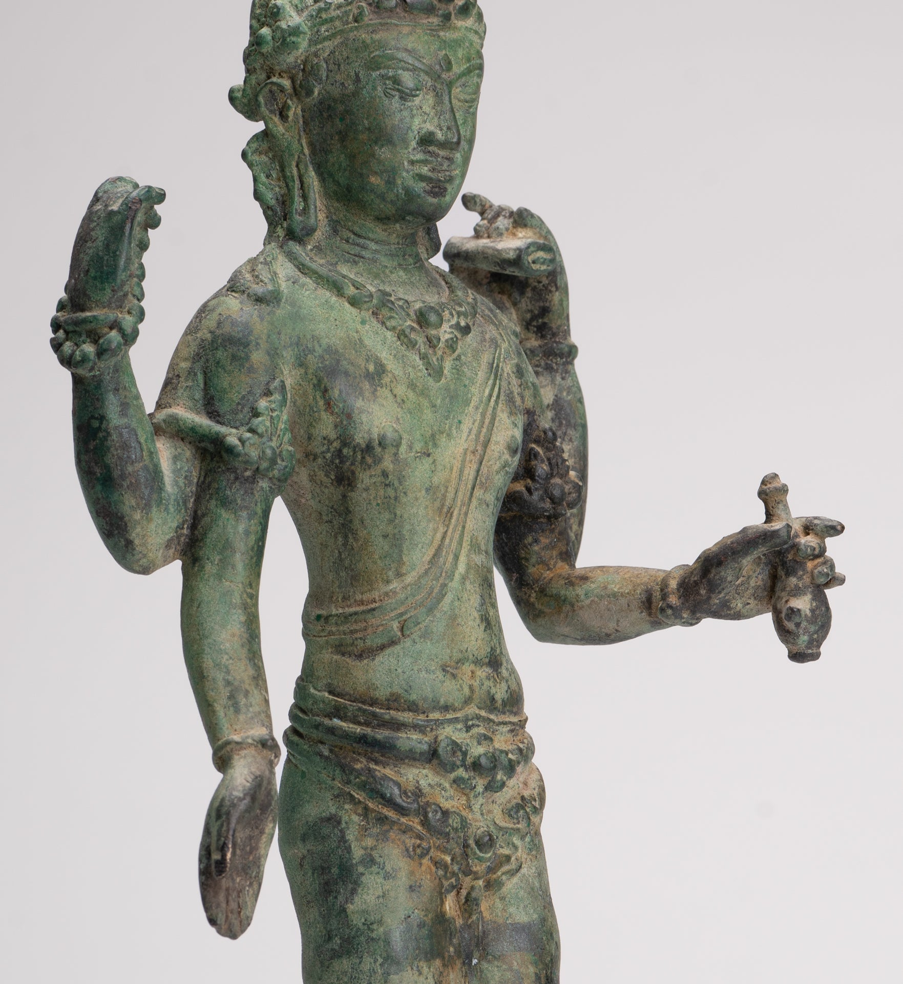 Lokeshvara - Antique Khmer Style Standing Bronze Lokeshvara Statue - 35cm/14"