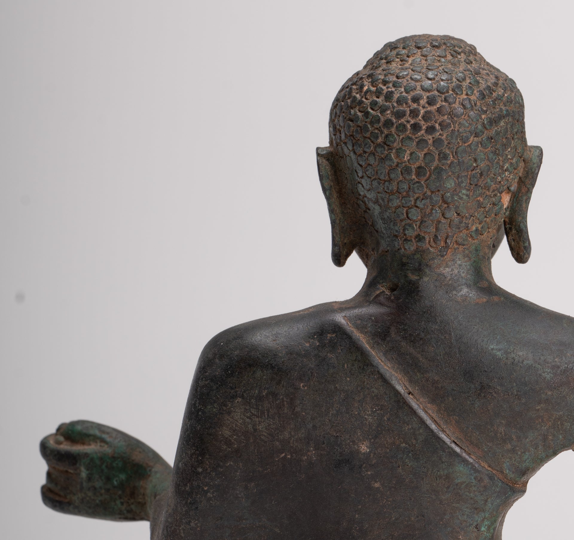 Buddha Statue - Antique Sri Lanka Style Seated Bronze Teaching Buddha Statue - 16cm/6"