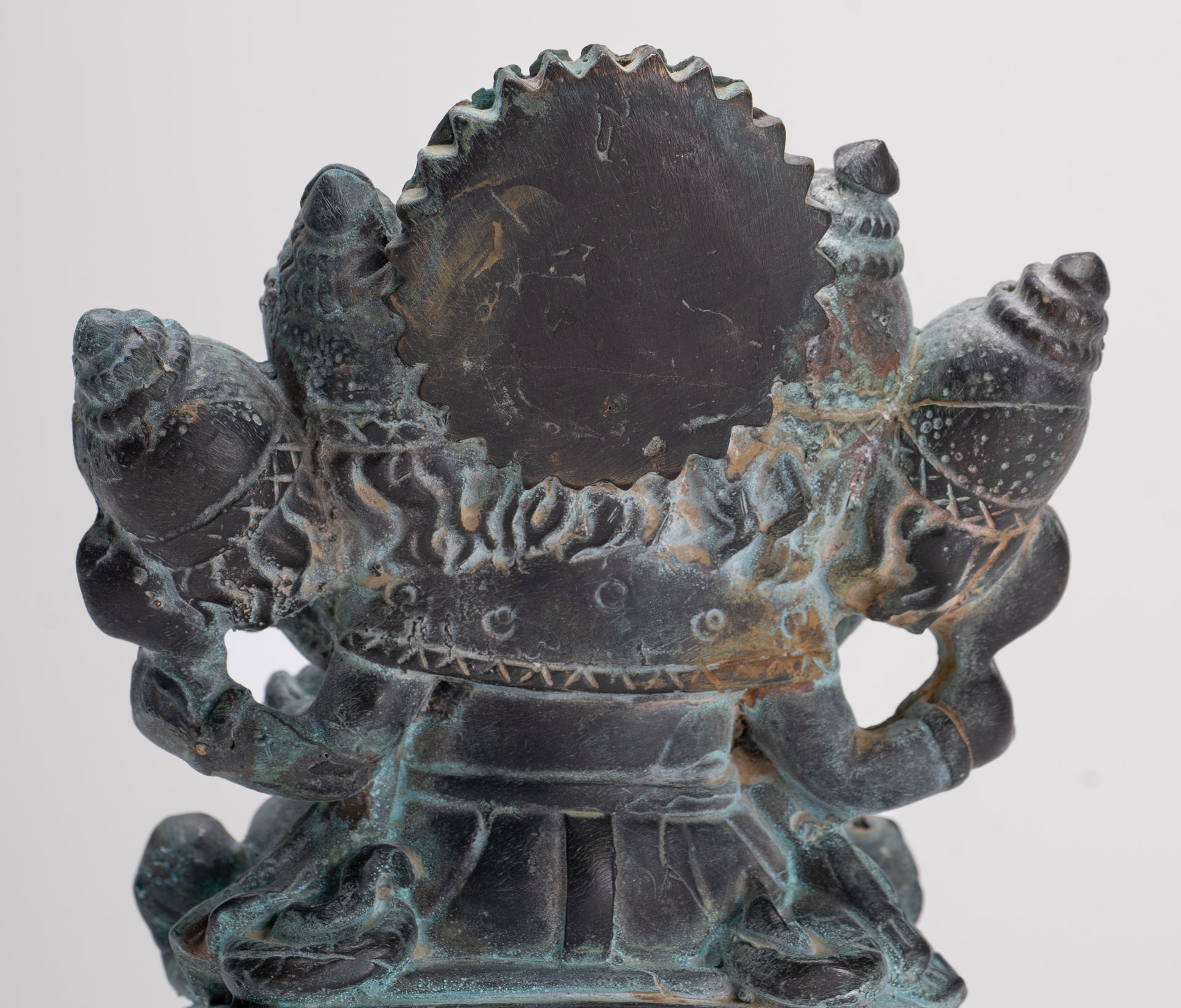 Ganesh - Antique Thai Style Bronze Seated Heramba Ganapati Statue - 12.5cm/5"