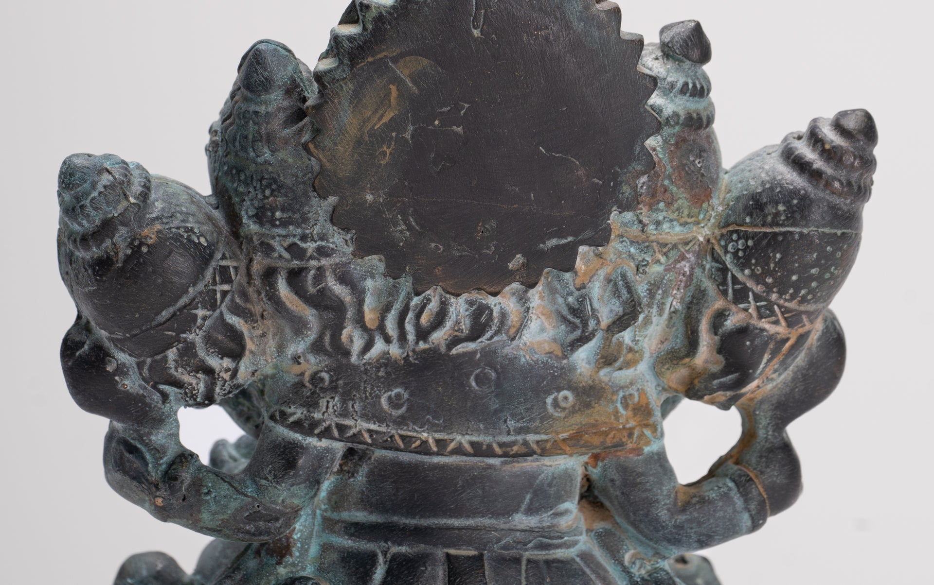 Ganesh - Antique Thai Style Bronze Seated Heramba Ganapati Statue - 12.5cm/5"