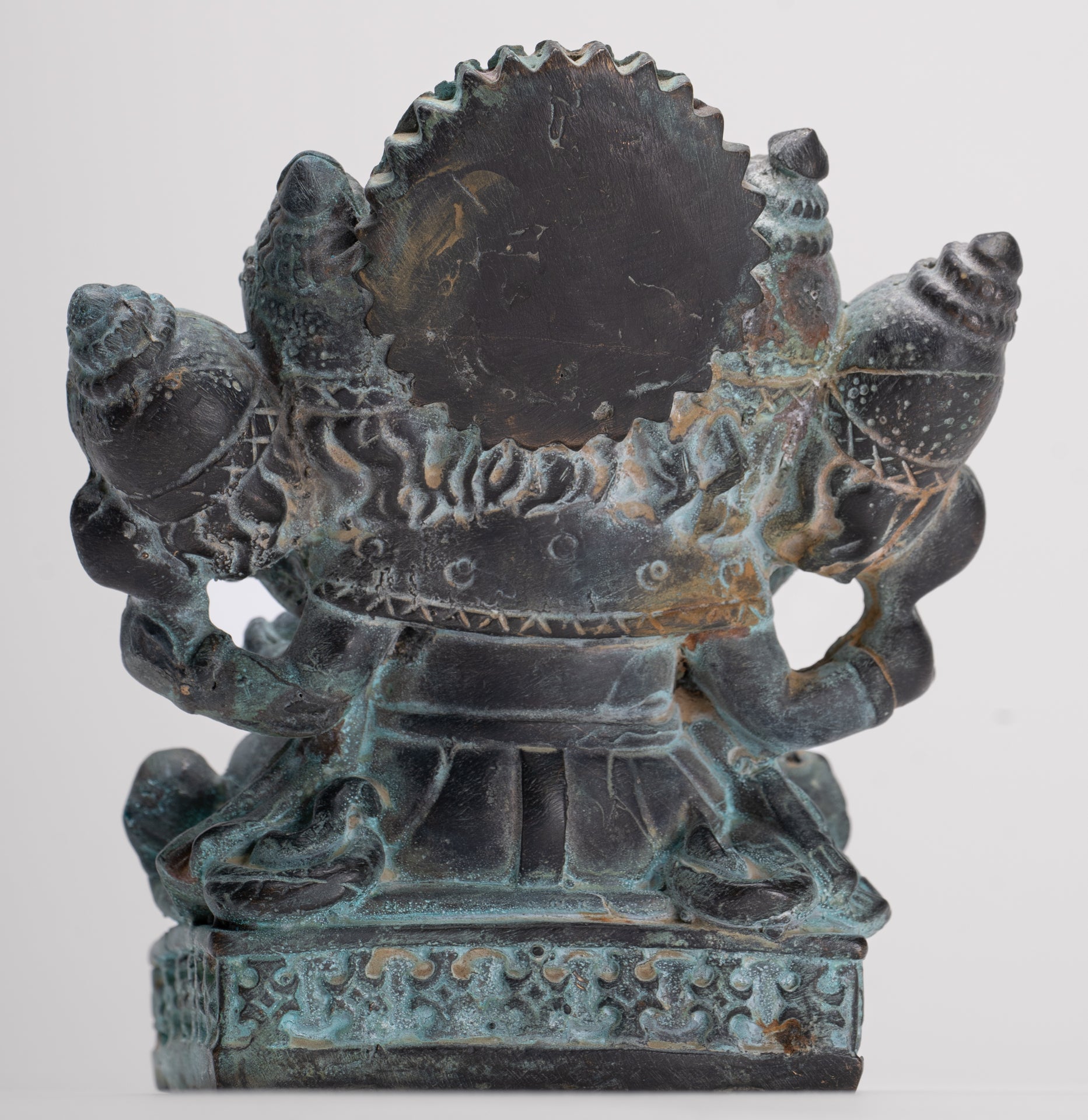 Ganesh - Antique Thai Style Bronze Seated Heramba Ganapati Statue - 12.5cm/5"