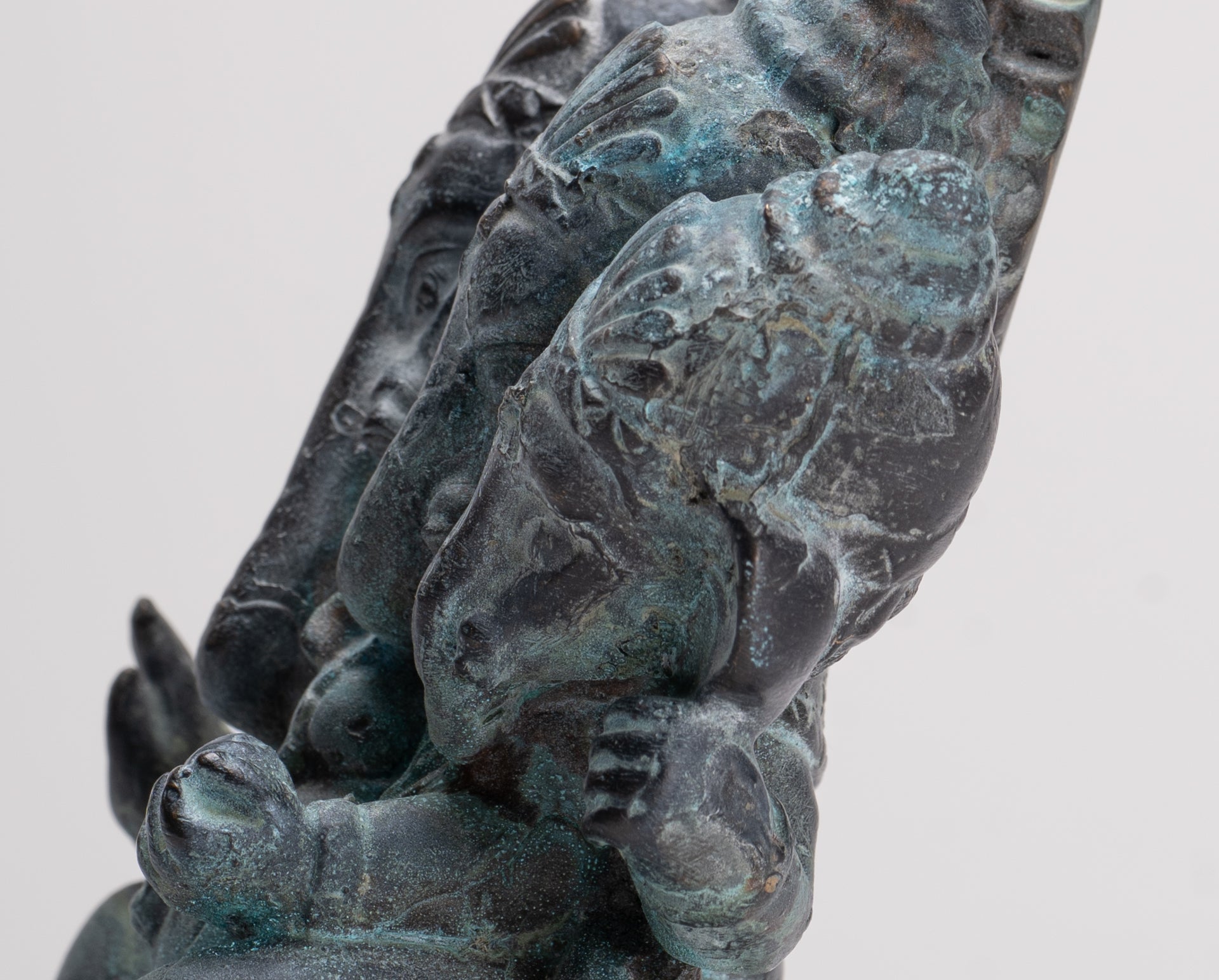 Ganesh - Antique Thai Style Bronze Seated Heramba Ganapati Statue - 12.5cm/5"