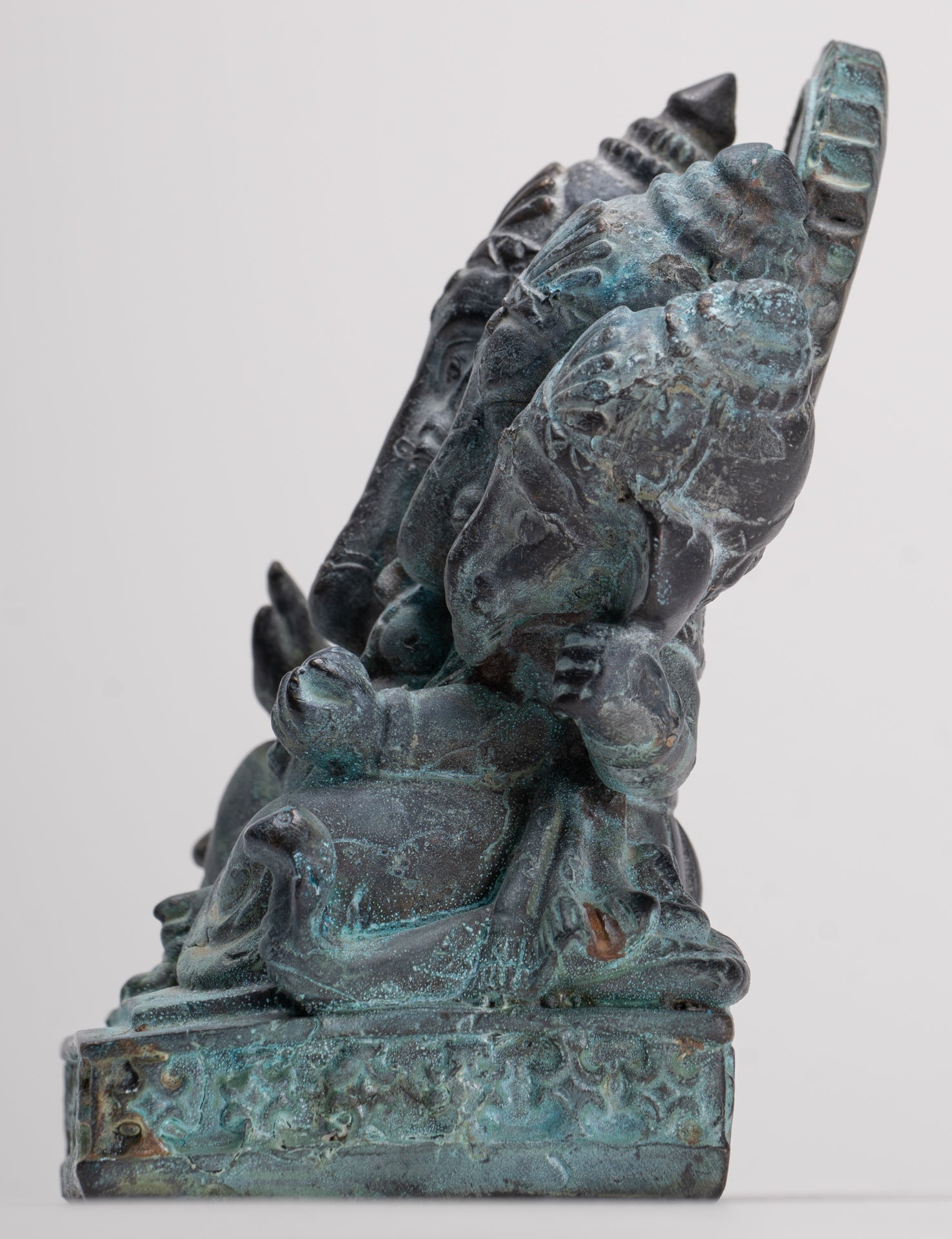 Ganesh - Antique Thai Style Bronze Seated Heramba Ganapati Statue - 12.5cm/5"