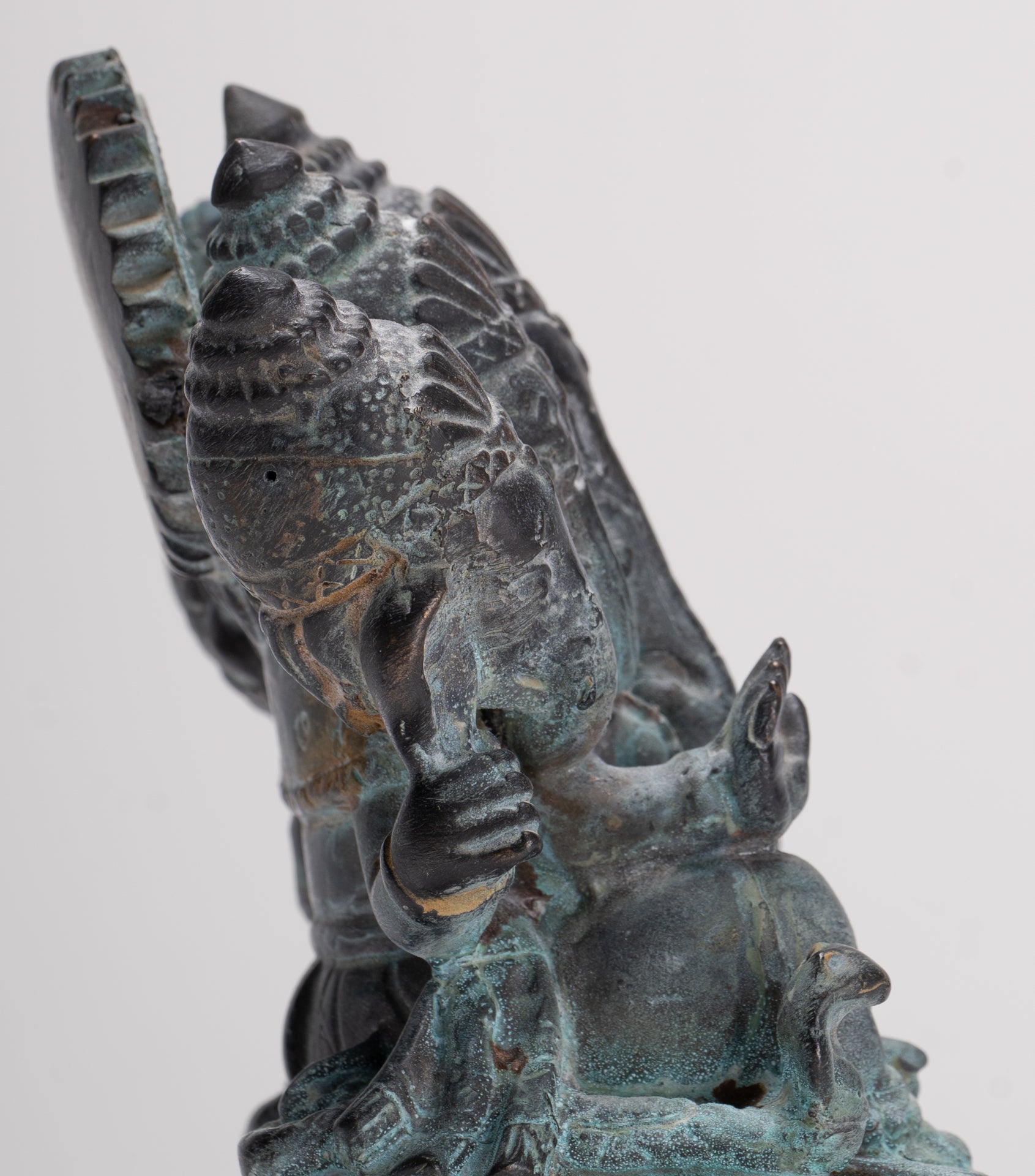 Ganesh - Antique Thai Style Bronze Seated Heramba Ganapati Statue - 12.5cm/5"