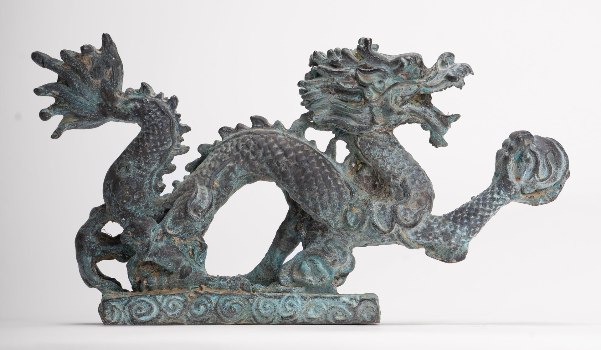 Antique Chinese Style Bronze Chinese Dragon Statue - 12cm/5"