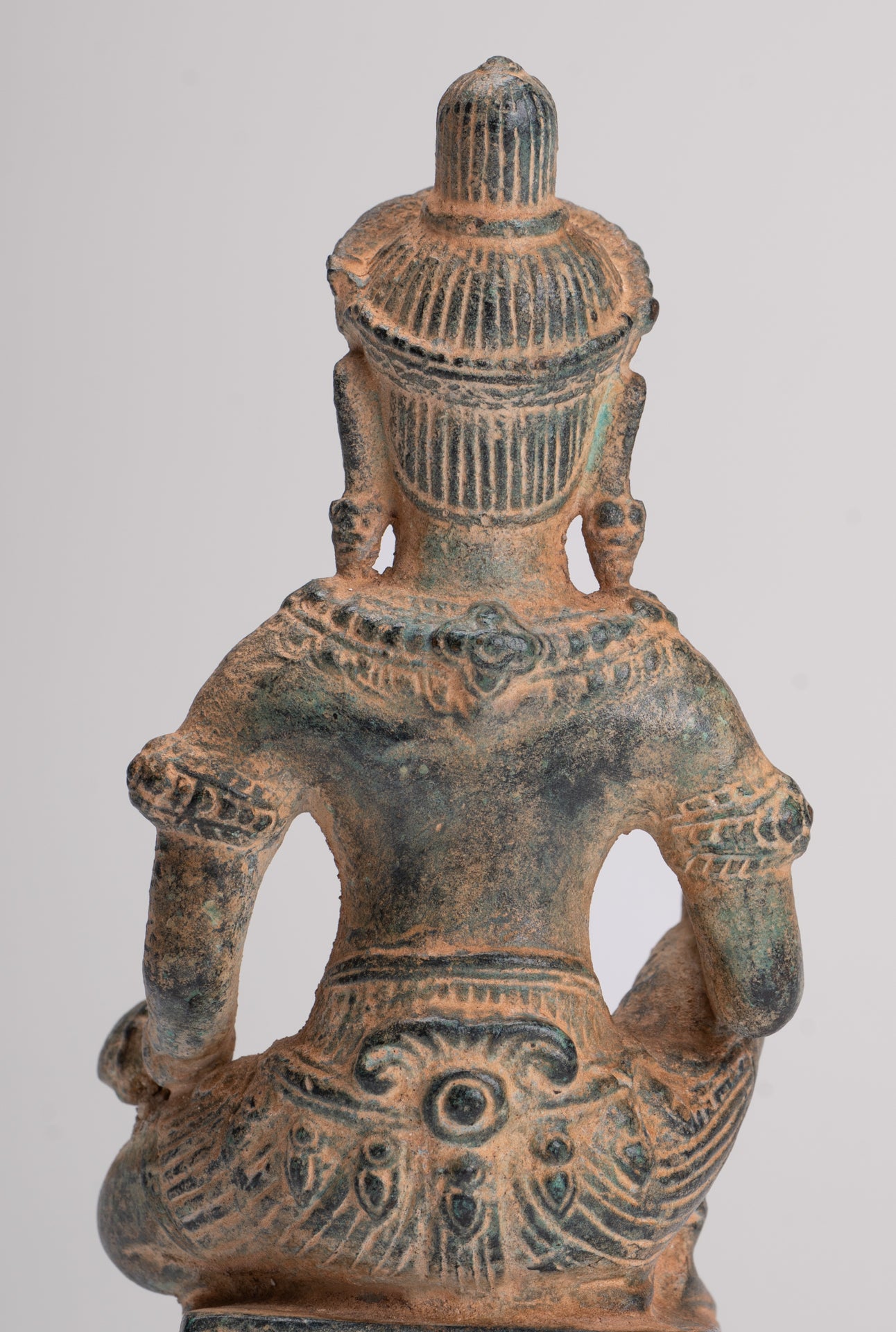 Vishnu Statue - Antique Baphuon Style Bronze Seated Khmer Vishnu Statue - 18cm / 7"