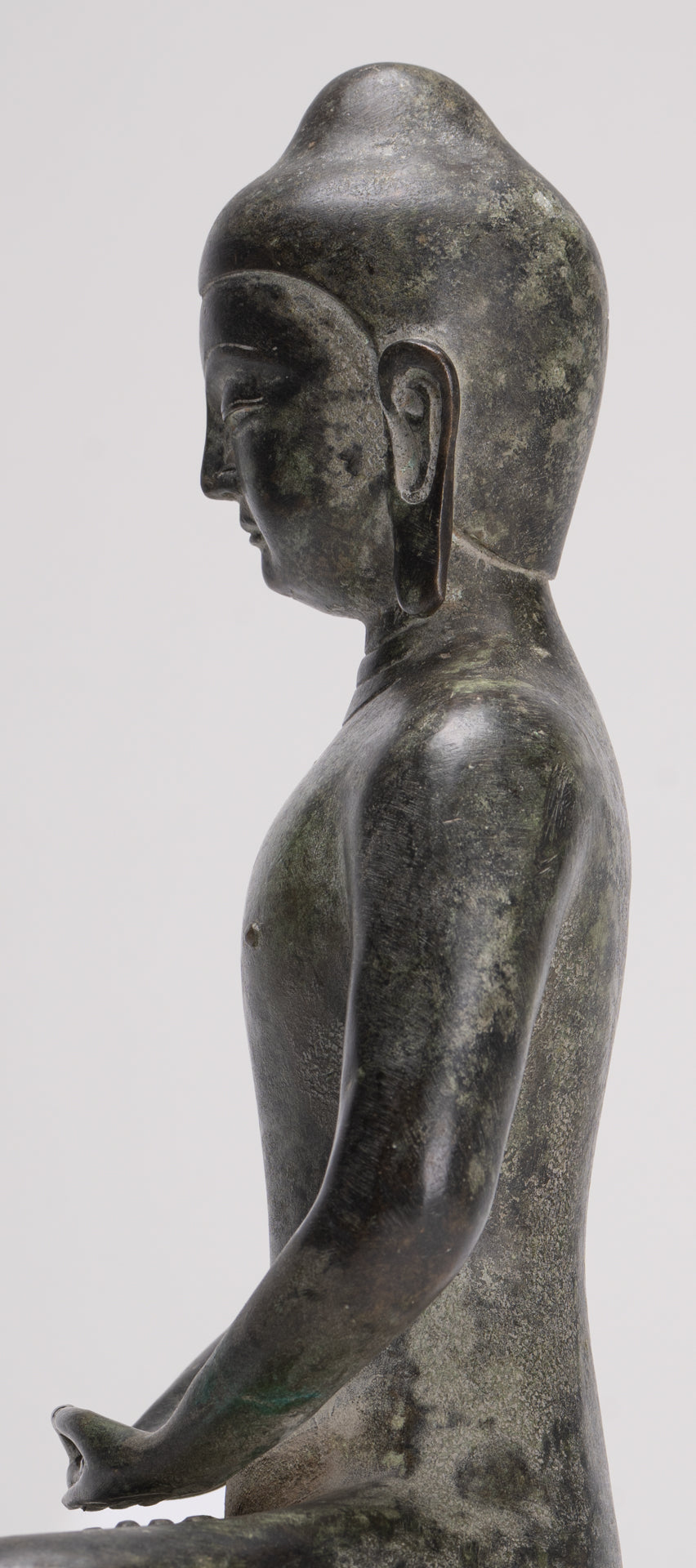 Antique Japanese Style Bronze Seated Meditation Amitabha Buddha Statue - 28cm/11"