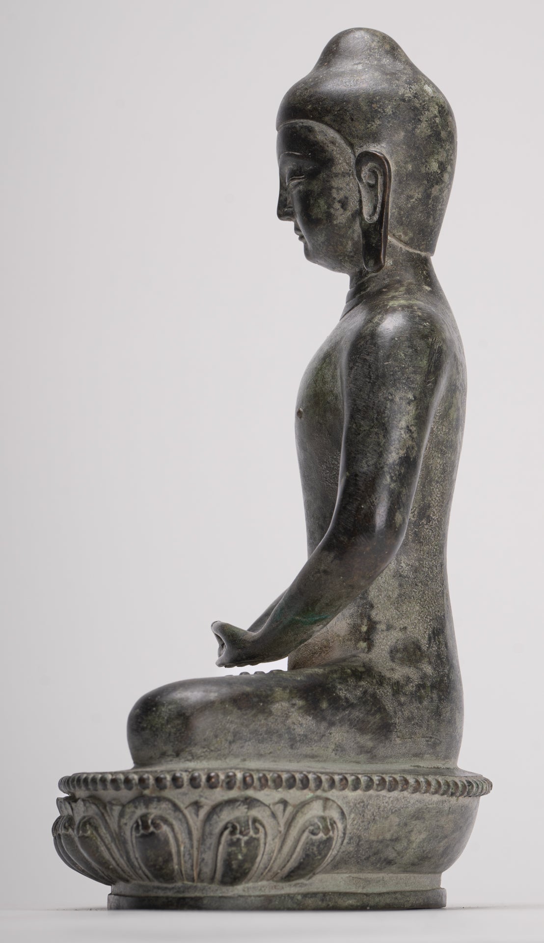 Antique Japanese Style Bronze Seated Meditation Amitabha Buddha Statue - 28cm/11"