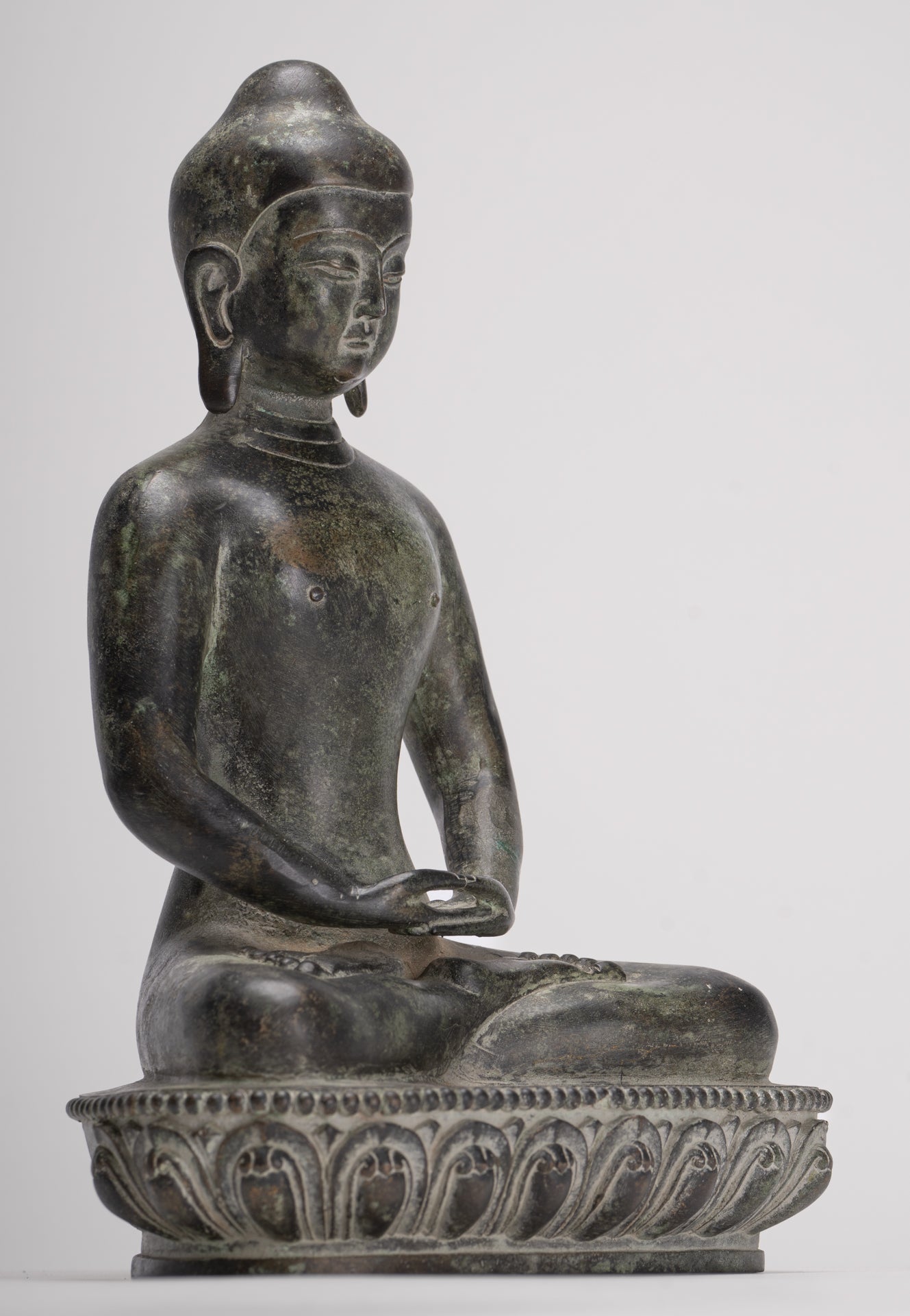 Antique Japanese Style Bronze Seated Meditation Amitabha Buddha Statue - 28cm/11"