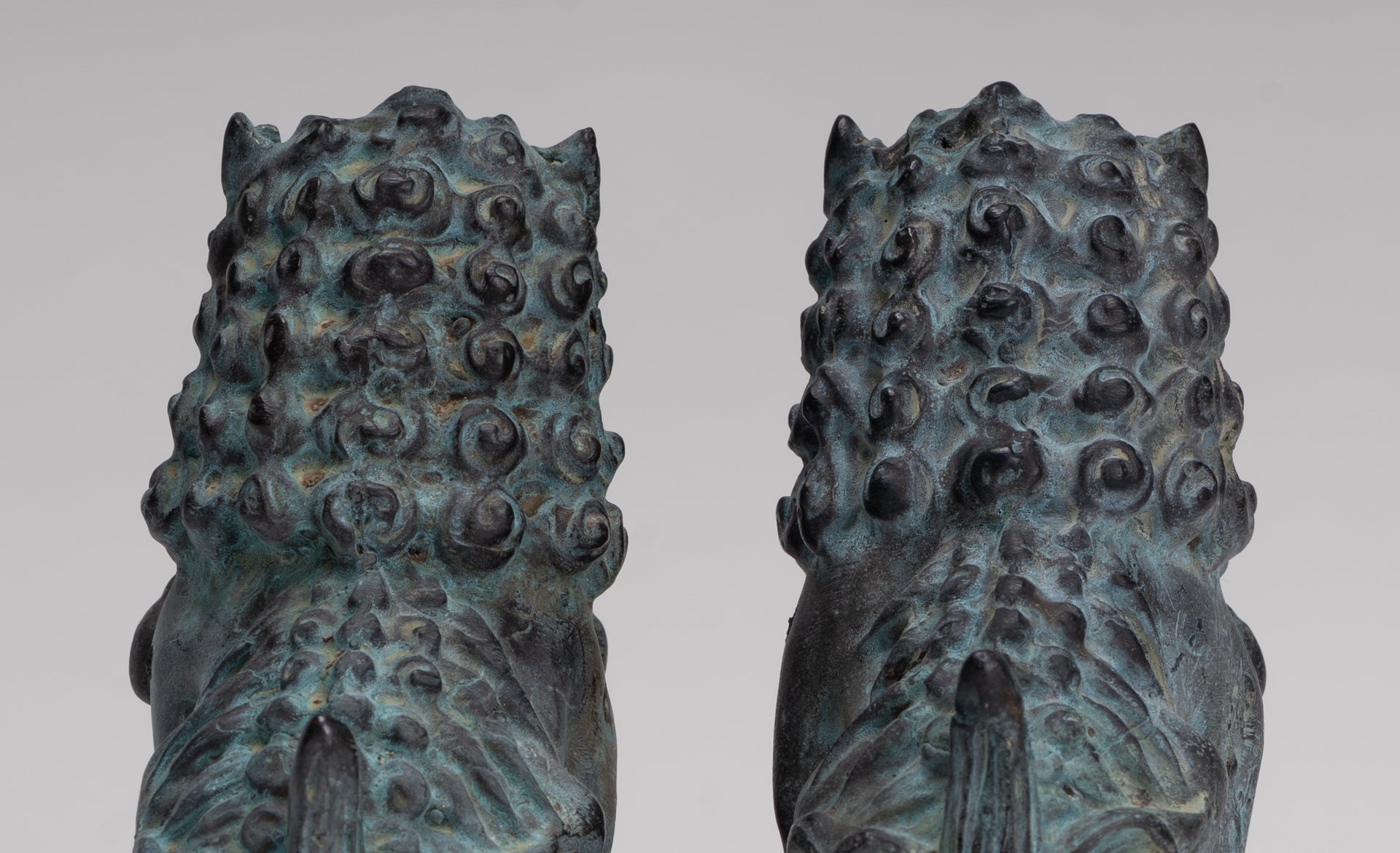 Antique Chinese Style Temple Guardian Lions Shishi Lions Foo Dogs Imperial Lions (Pair) - 10.5cm/4"