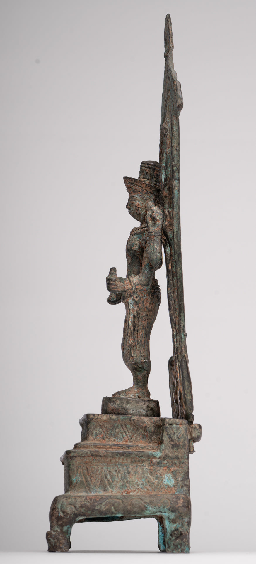 Antique Lopburi Style Thai Bronze Enthroned Vishnu Statue - 40cm/16"