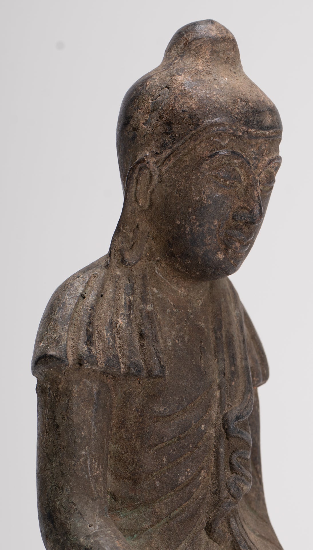 Buddha Statue - Antique Japanese Style Seated Bronze Enlightenment Buddha Statue - 23cm/9"