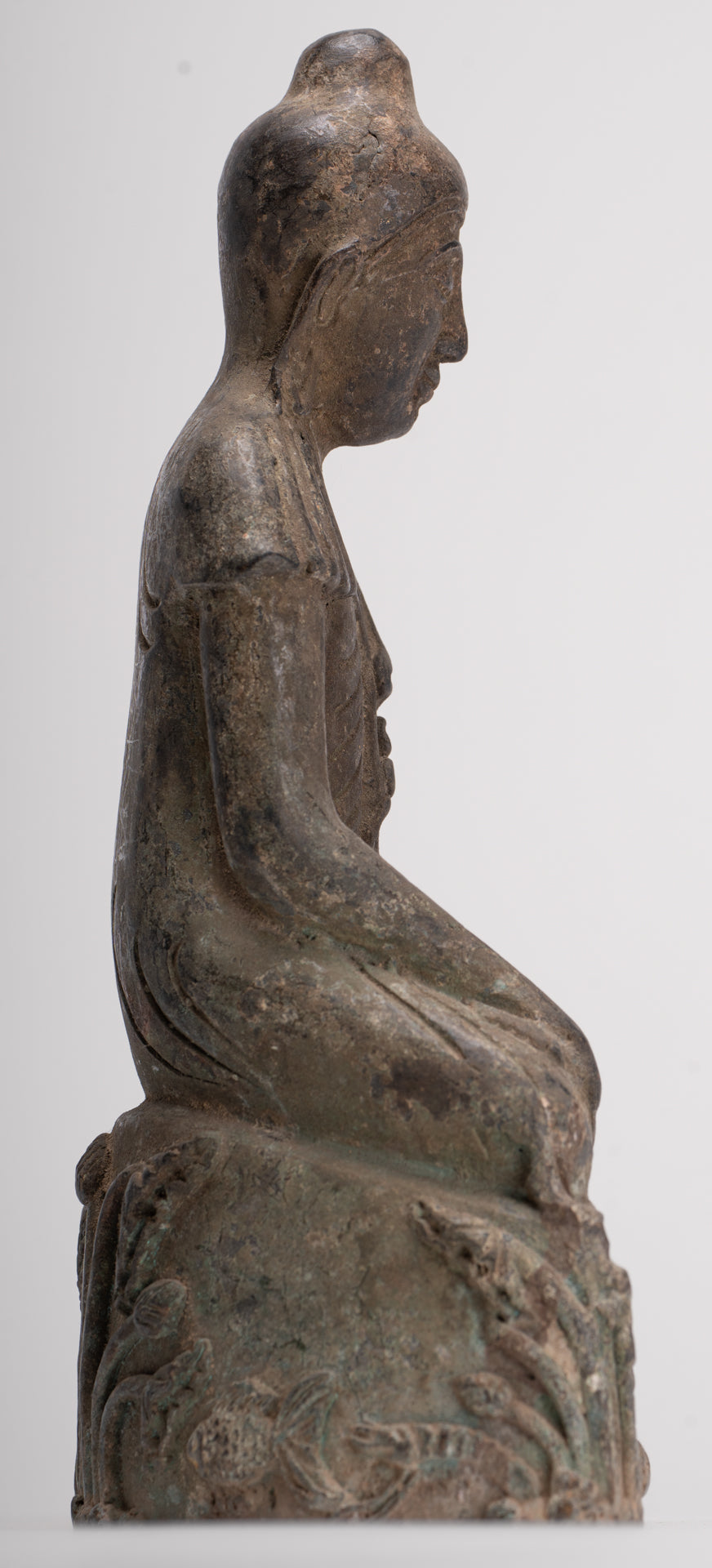 Buddha Statue - Antique Japanese Style Seated Bronze Enlightenment Buddha Statue - 23cm/9"