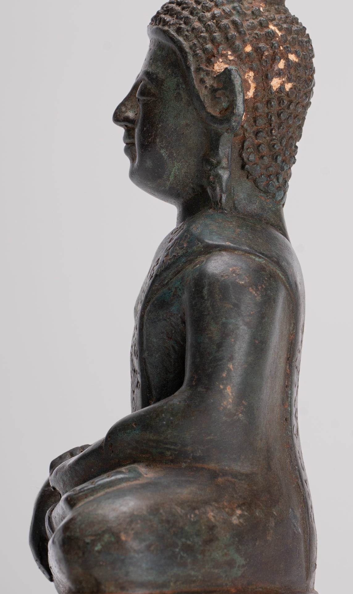 Buddha Statue - Antique Laos Style Bronze Enlightenment Buddha Statue - 21cm/8"