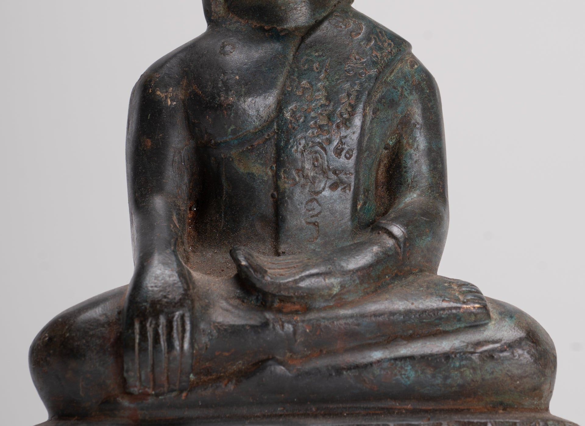 Buddha Statue - Antique Laos Style Bronze Enlightenment Buddha Statue - 21cm/8"
