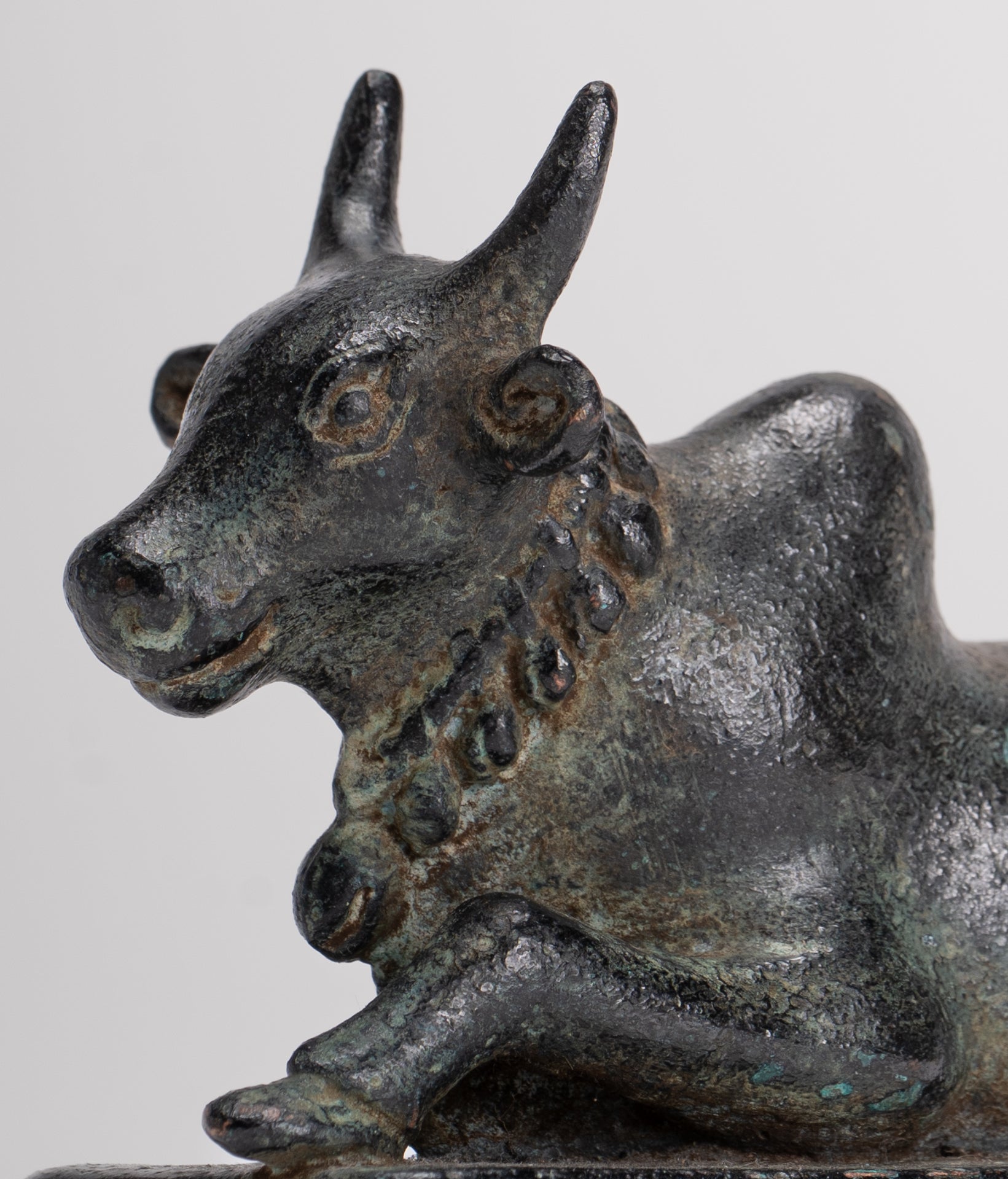 Antique Khmer Style Bronze Nandi Statue - Mount of Shiva - 10cm/4" Long