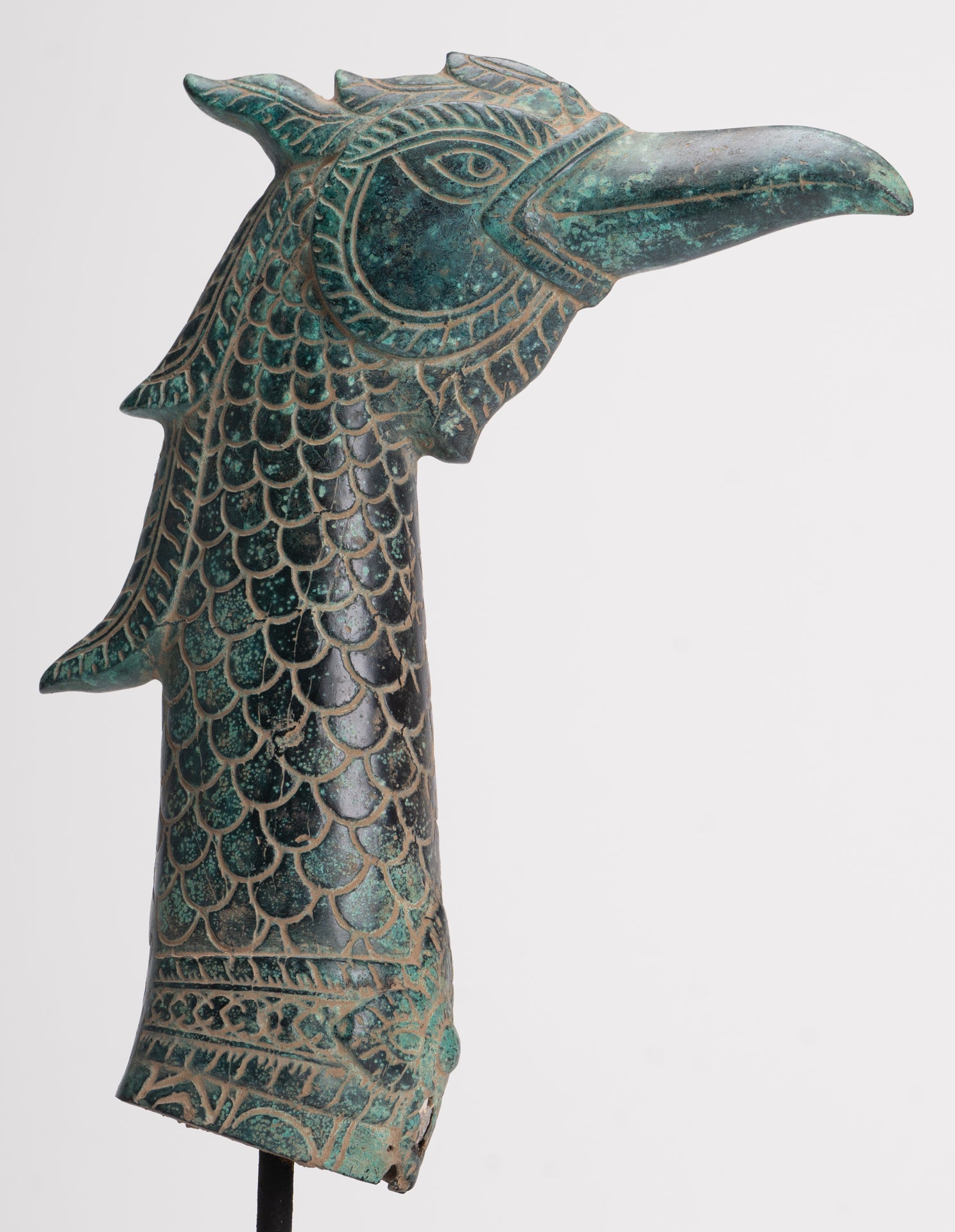 Antique Khmer Style Standing Bronze Mythical Bird/Goose/Peacock - 29cm/12" Tall