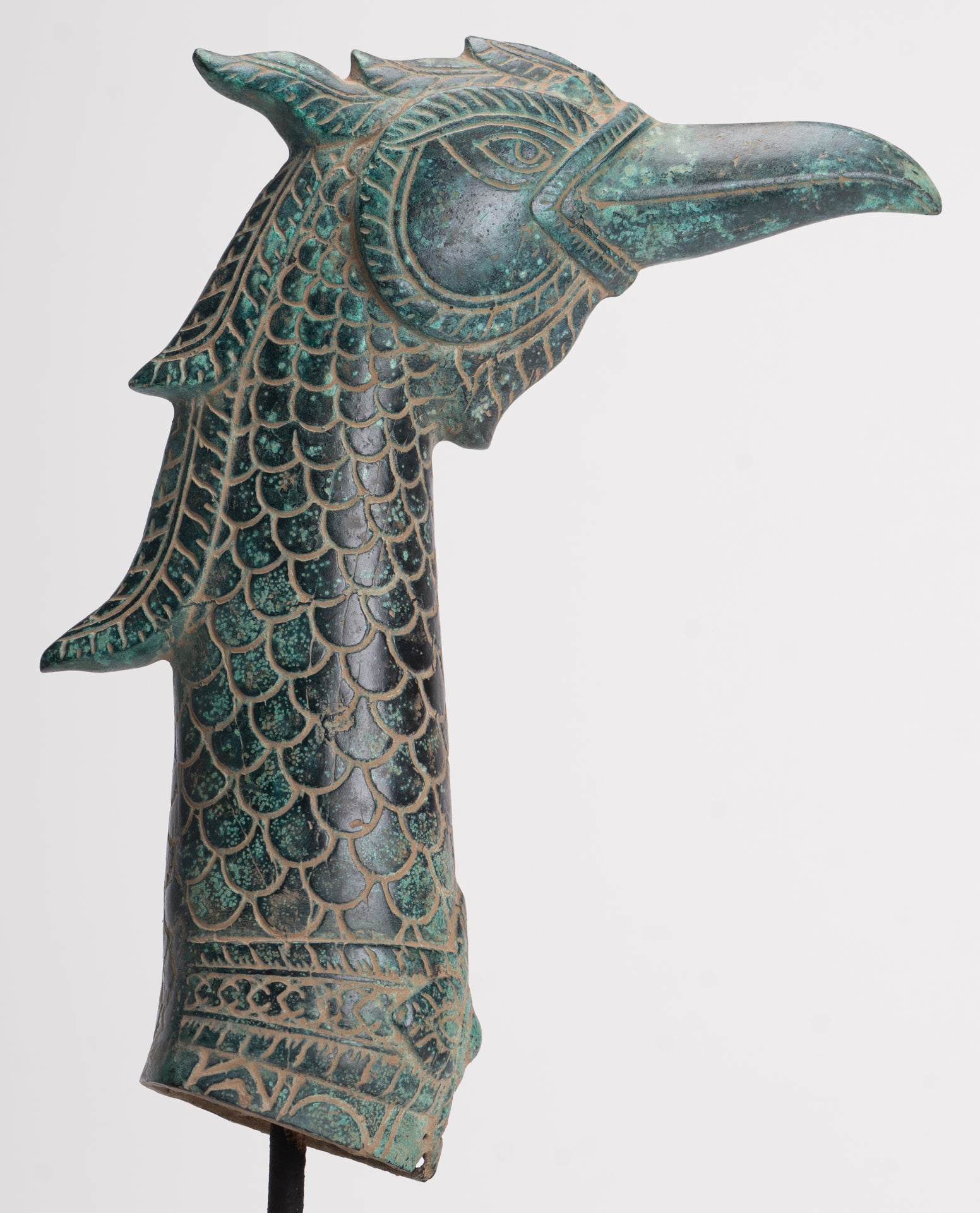 Antique Khmer Style Standing Bronze Mythical Bird/Goose/Peacock - 29cm/12" Tall