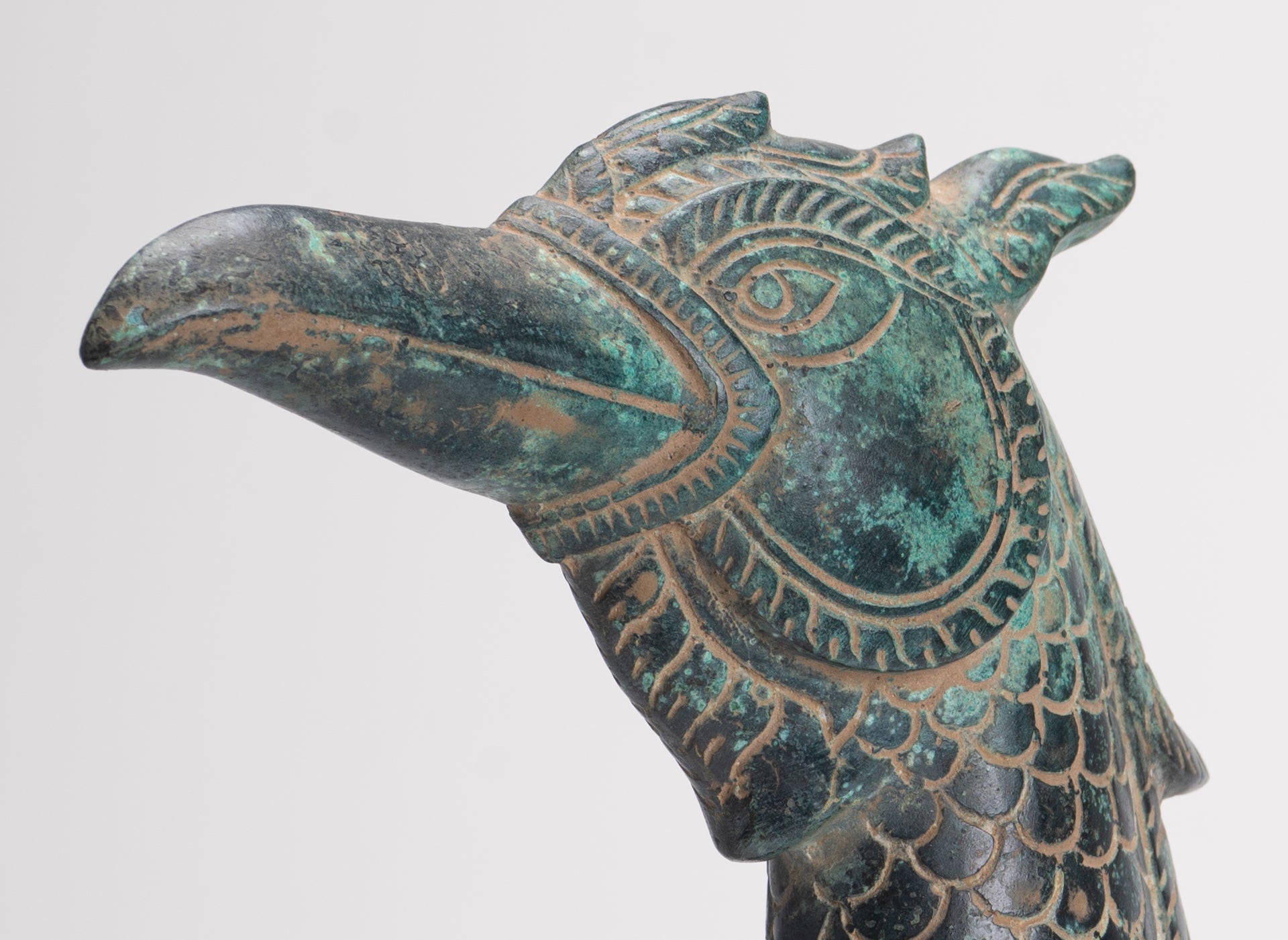 Antique Khmer Style Standing Bronze Mythical Bird/Goose/Peacock - 29cm/12" Tall