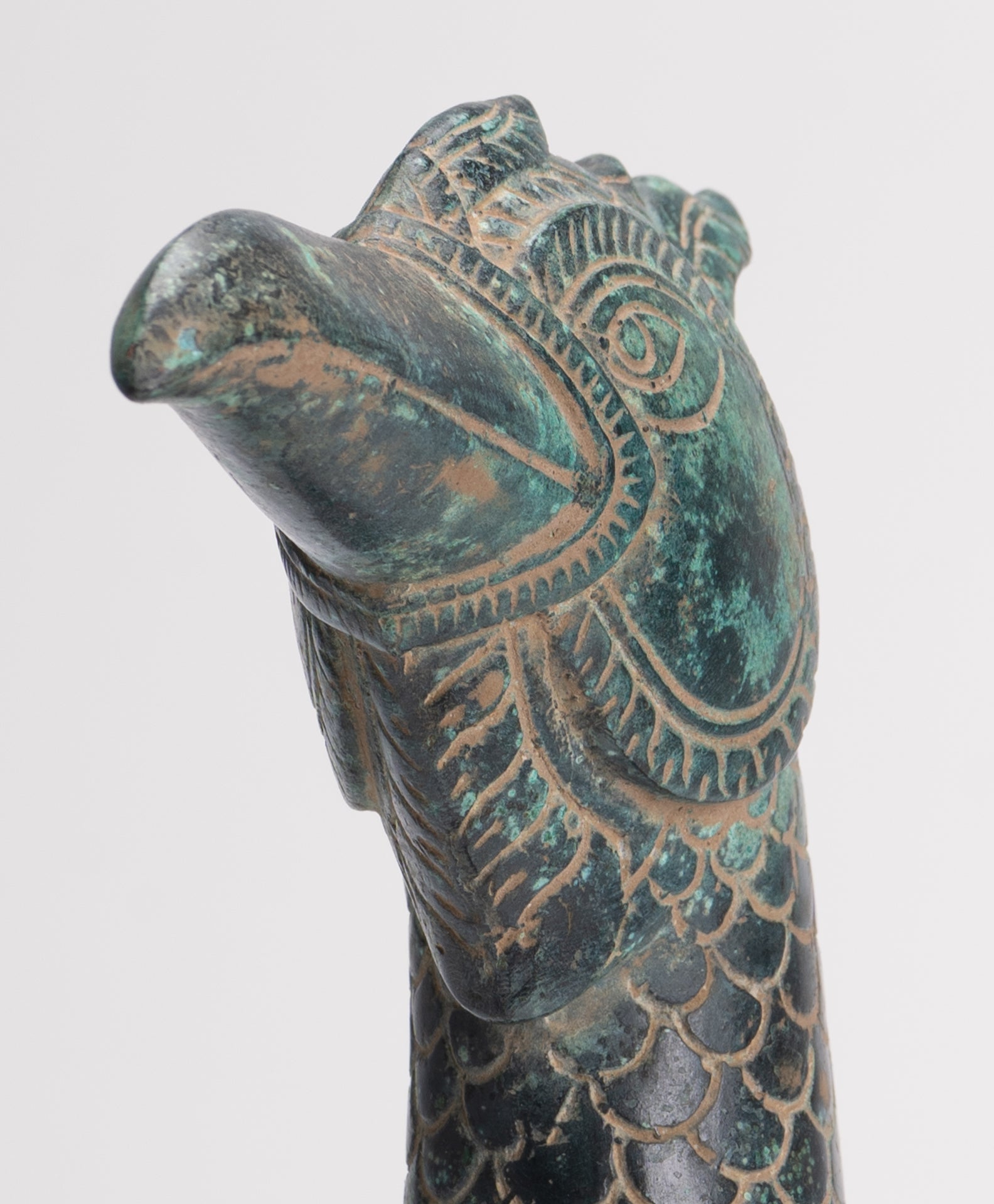 Antique Khmer Style Standing Bronze Mythical Bird/Goose/Peacock - 29cm/12" Tall